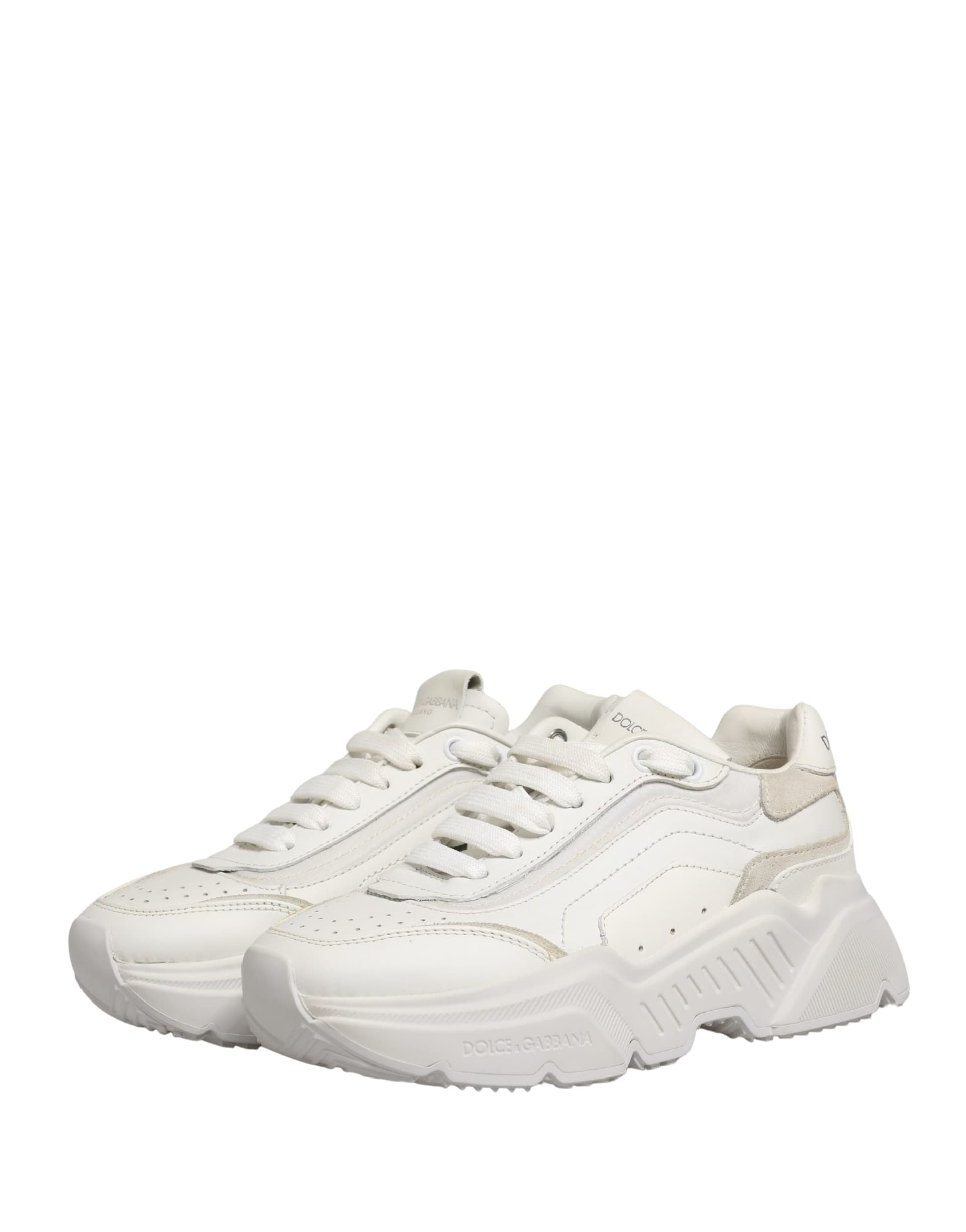 Dolce & Gabbana White Leather Daymaster Low Top Sneakers Shoes - 7