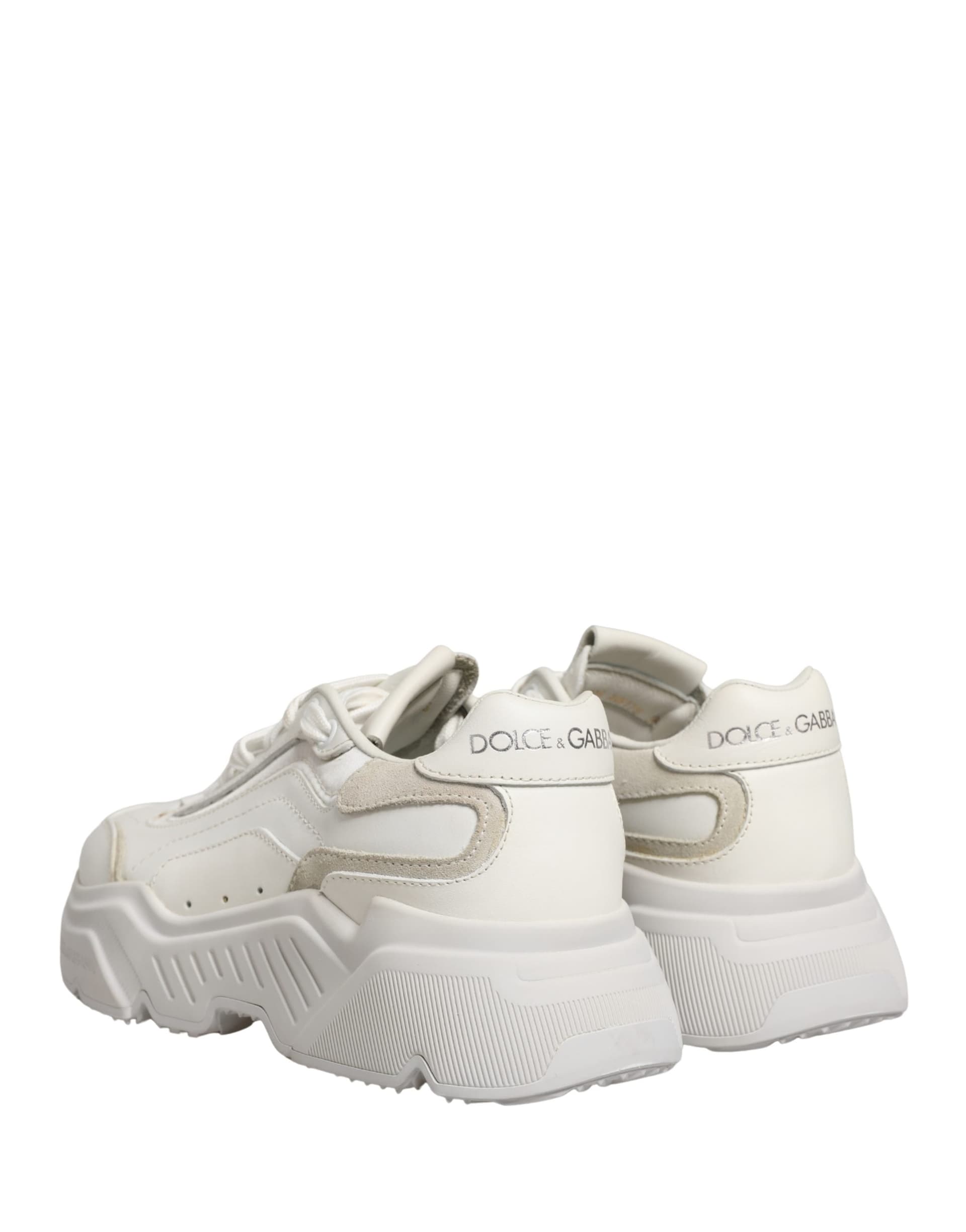 Dolce & Gabbana White Leather Daymaster Low Top Sneakers Shoes - 8