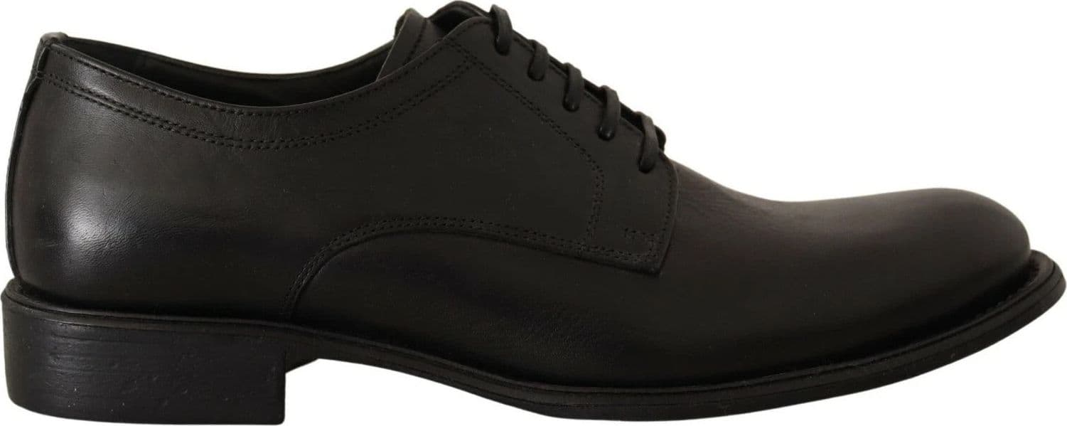 Dolce & Gabbana Black Lace Up Leather Men Formal Derby Shoes - 8