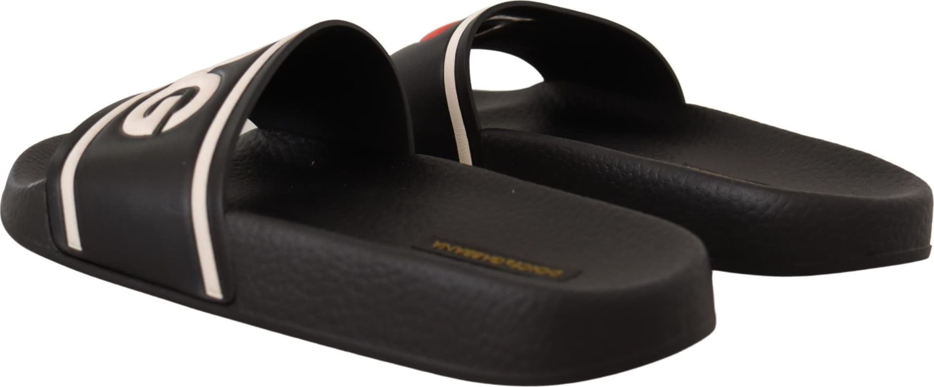 Dolce & Gabbana Black Leather I Love D&G Slides Sandals - 2
