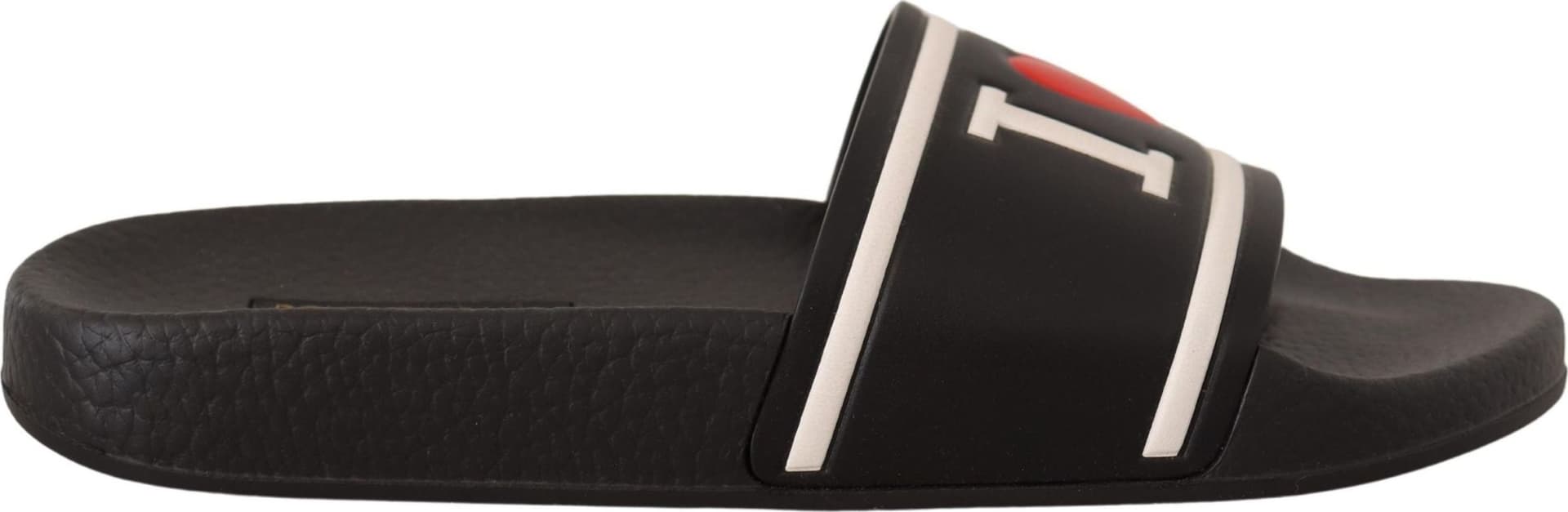 Dolce & Gabbana Black Leather I Love D&G Slides Sandals - 4