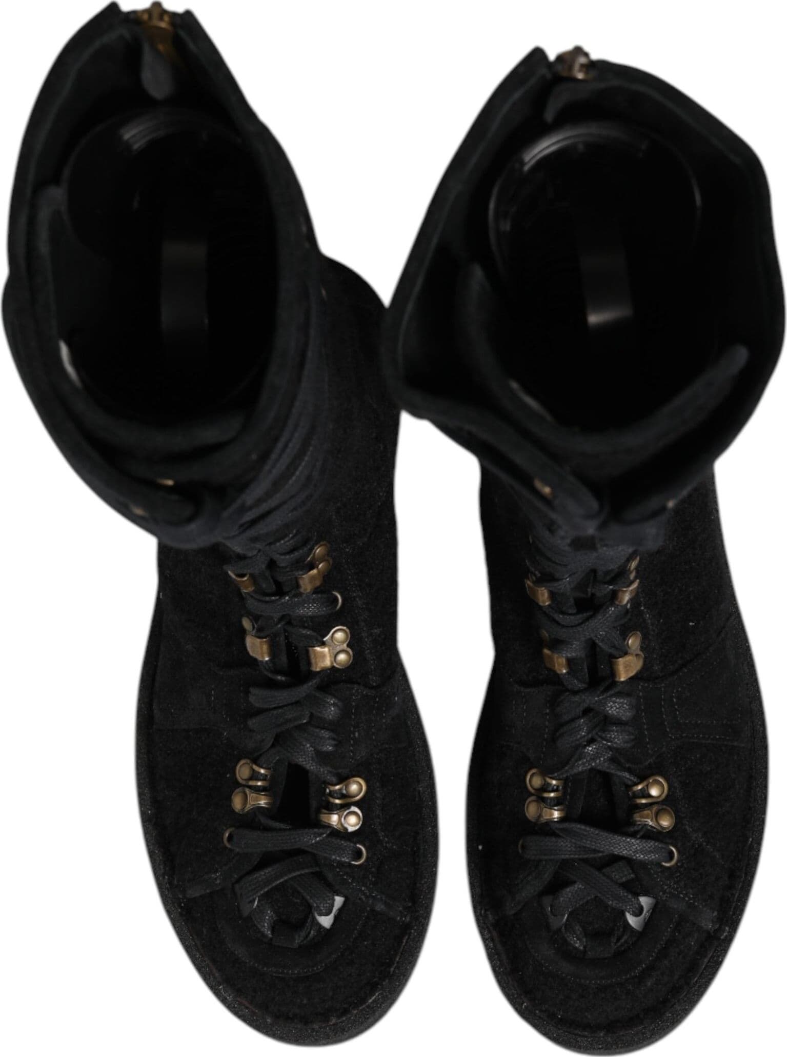 Dolce & Gabbana Black Alpaca Wool Suede Mid Calf Boots Shoes - 2