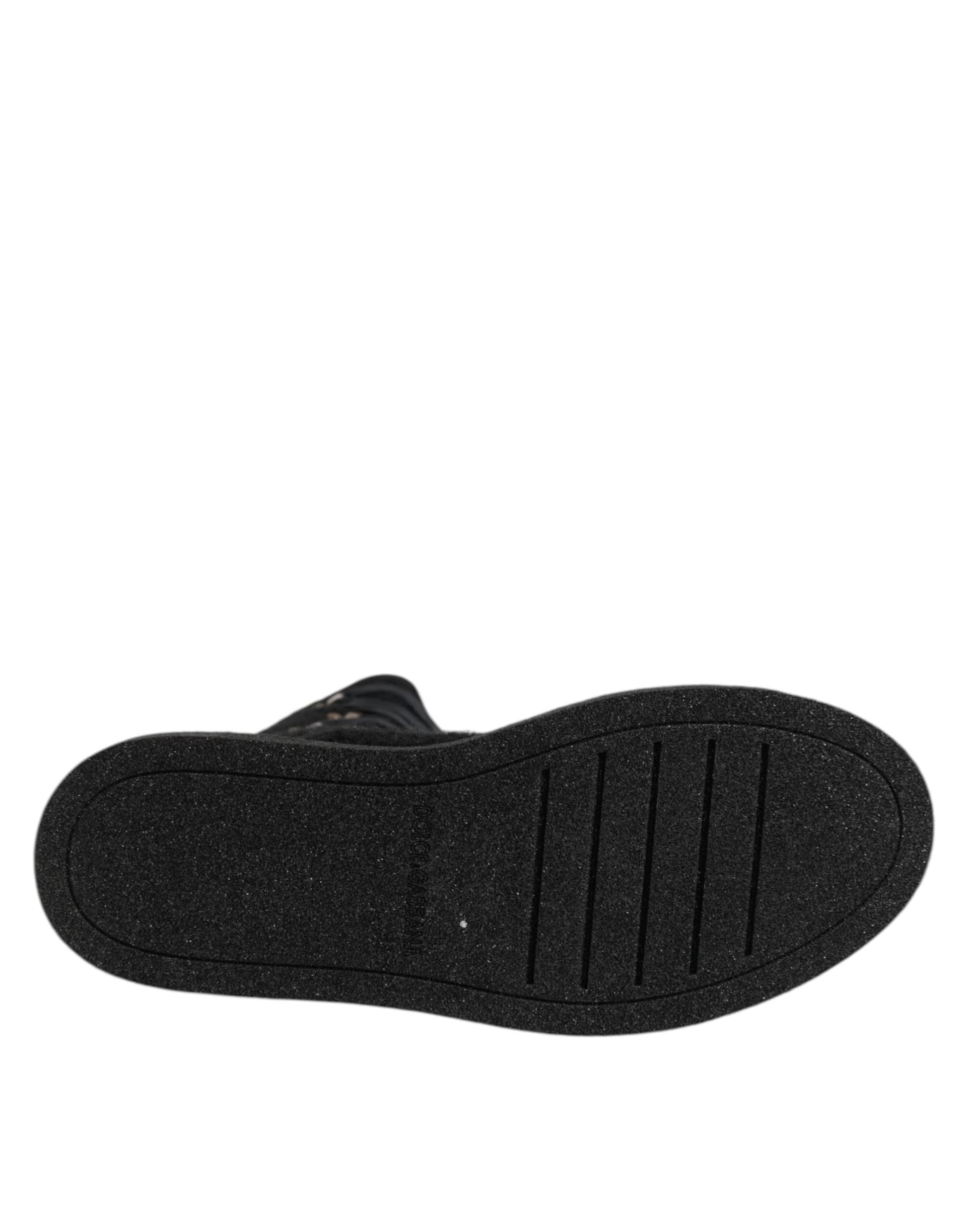 Dolce & Gabbana Black Alpaca Wool Suede Mid Calf Boots Shoes - 8