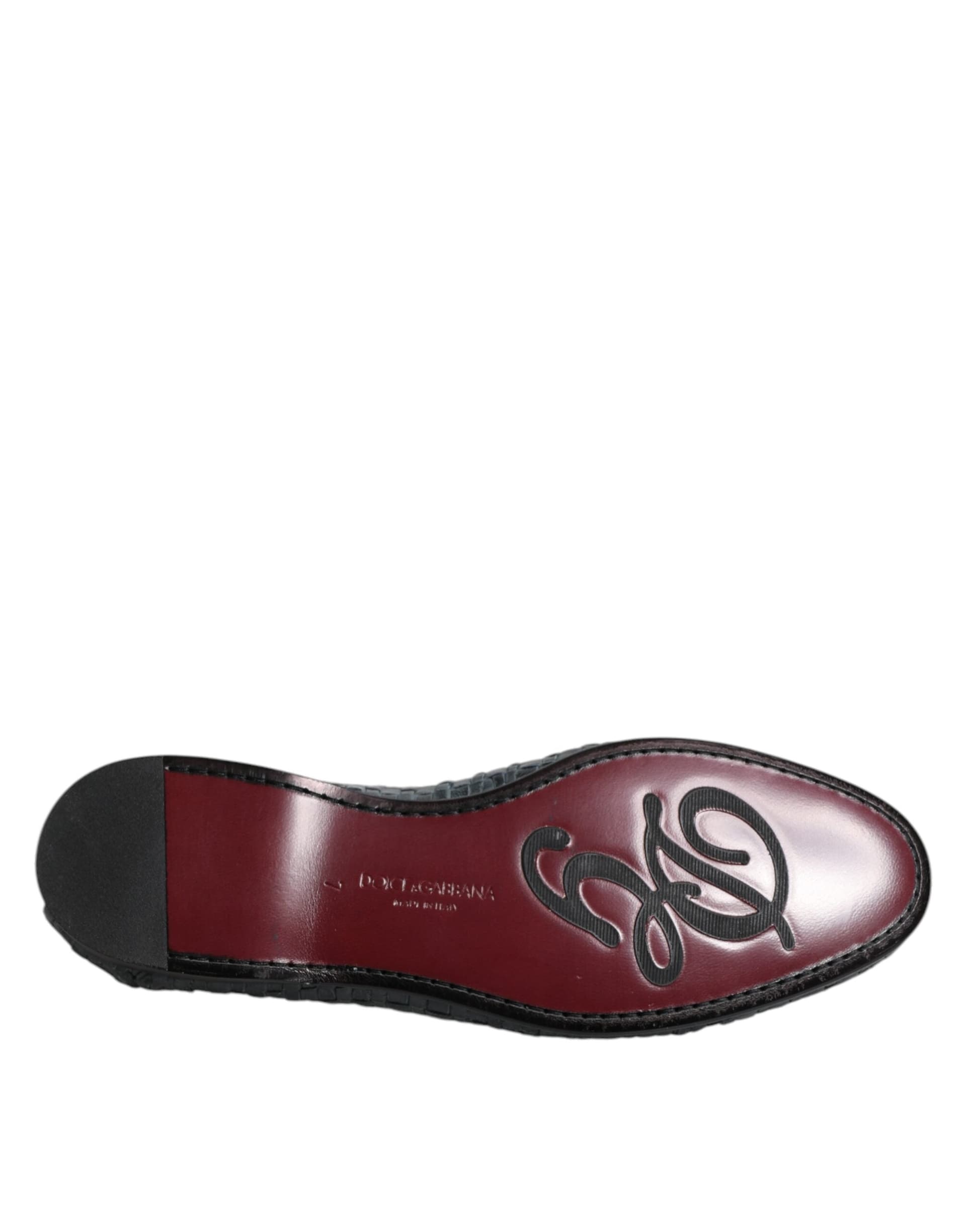 Dolce & Gabbana Blue Woven Leather Slip On Loafers Shoes - 8