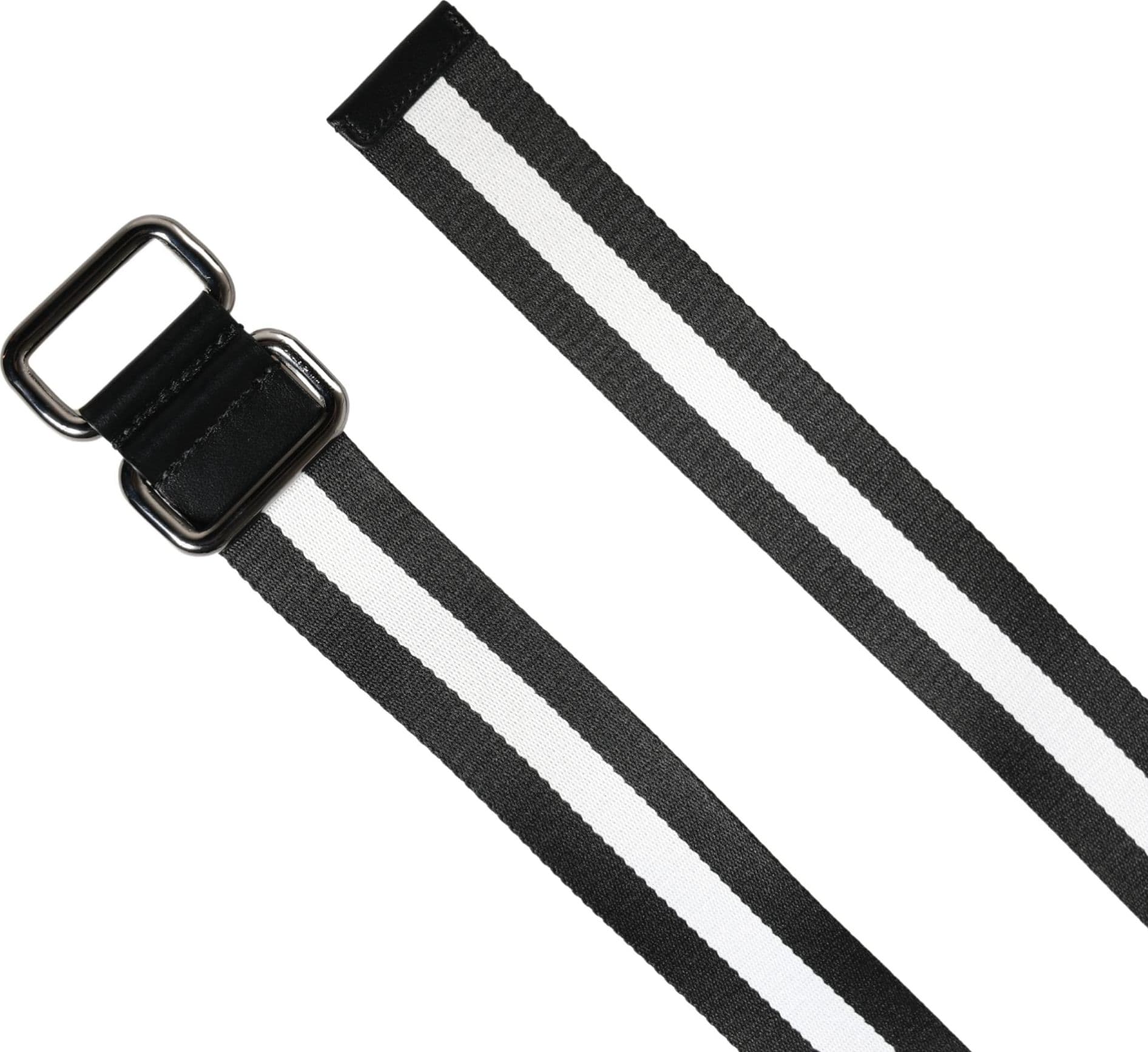 Dolce & Gabbana Men Black White Nylon Logo Metal Buckle Belt - 7