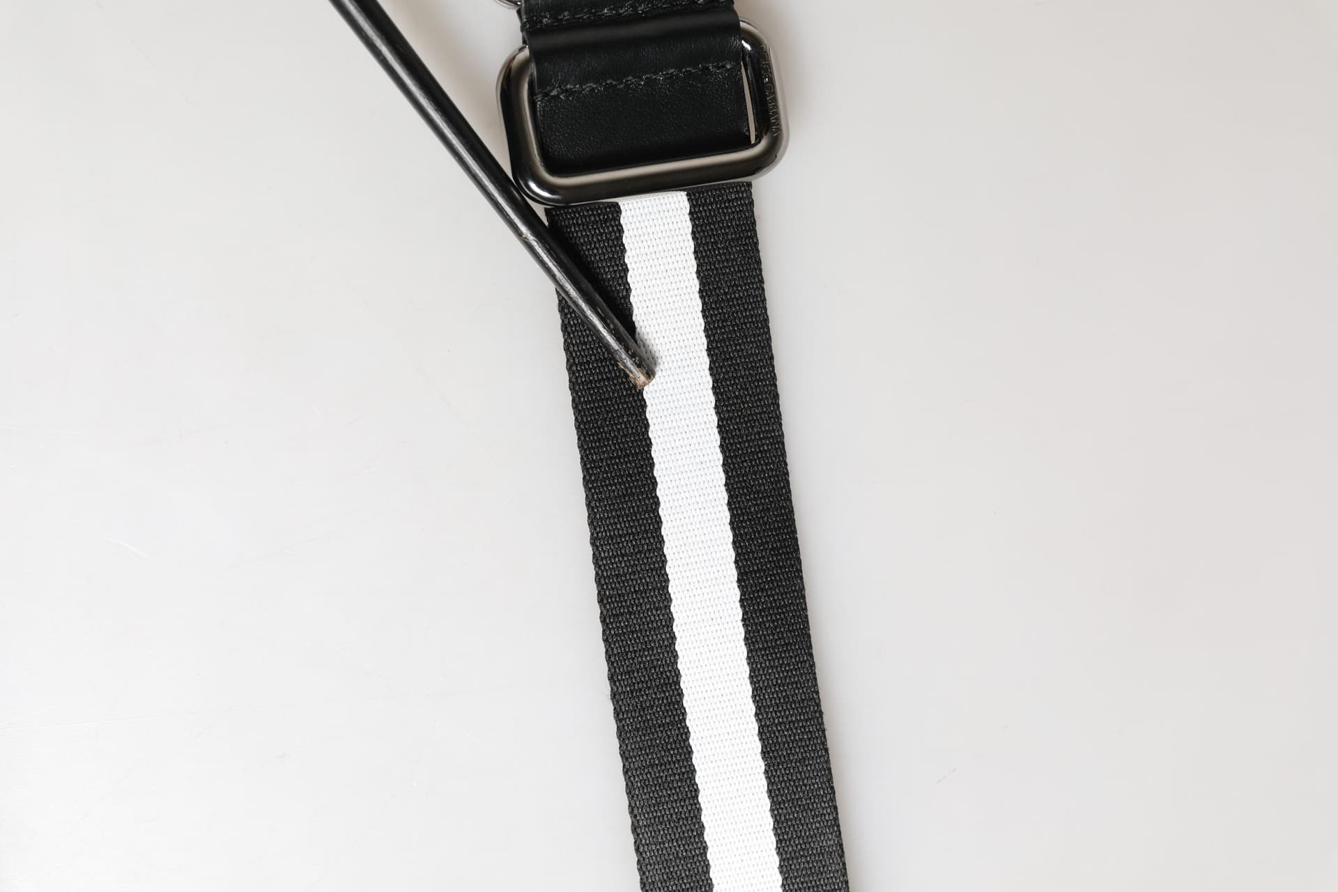 Dolce & Gabbana Men Black White Nylon Logo Metal Buckle Belt - 8