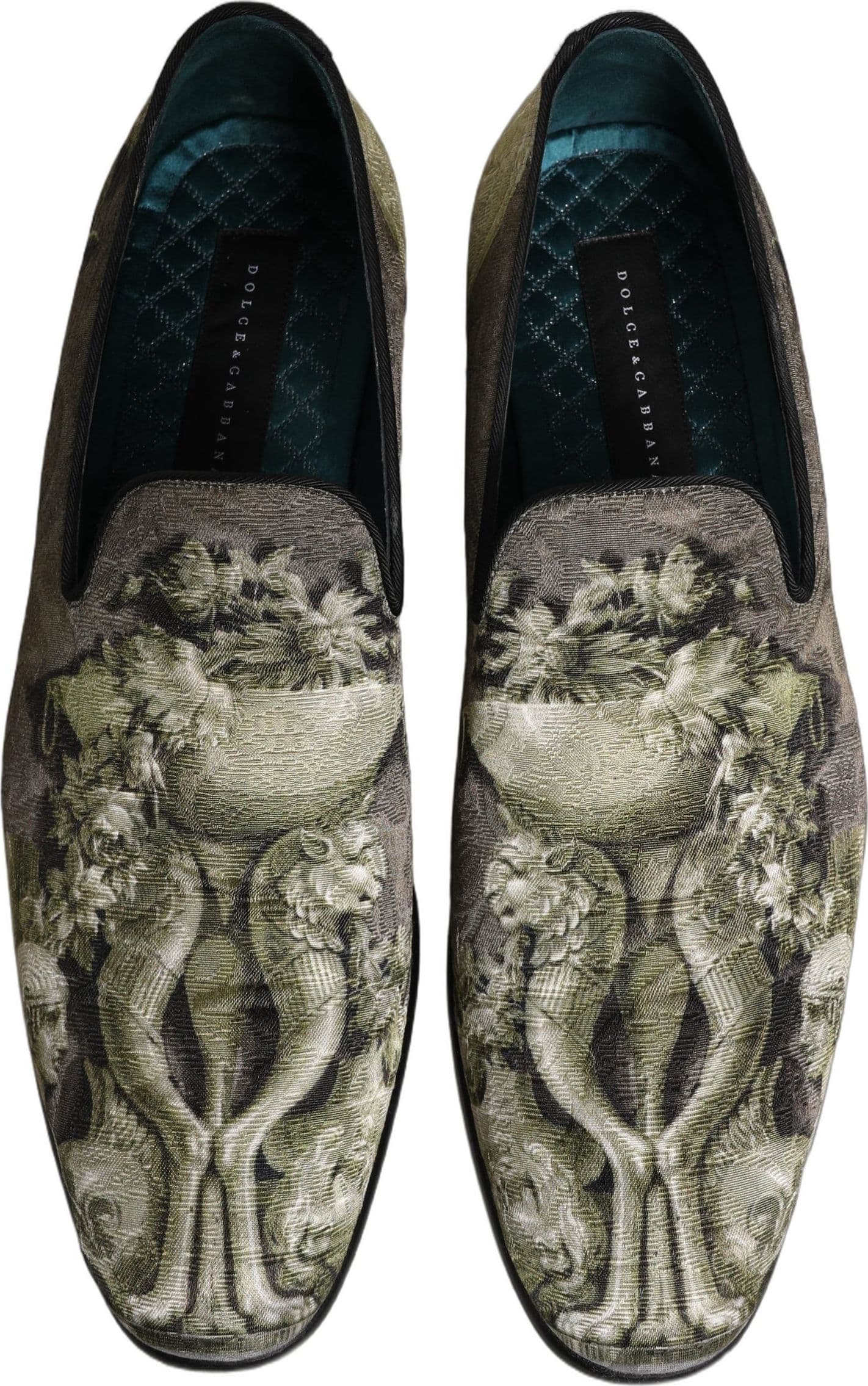 Dolce & Gabbana Brown Baroque Print Slip On Loafers Shoes - 2