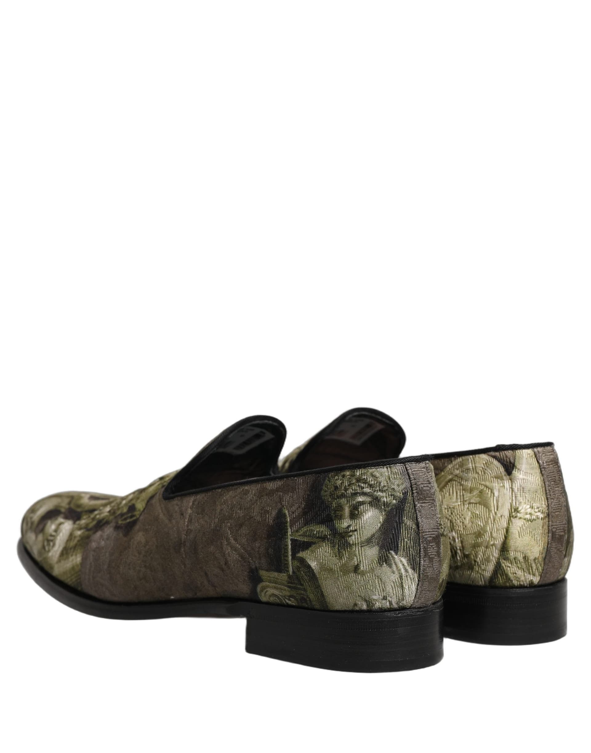 Dolce & Gabbana Brown Baroque Print Slip On Loafers Shoes - 4