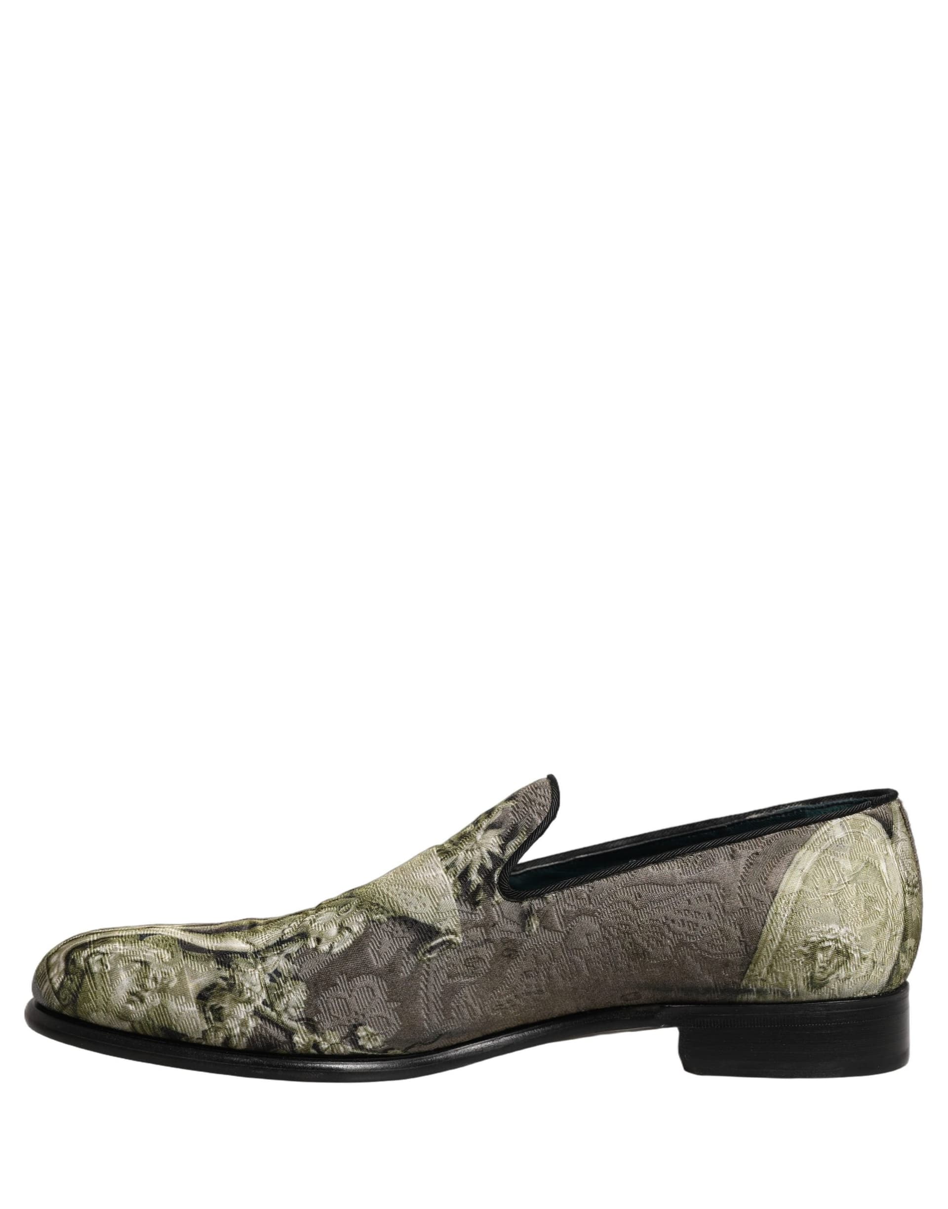 Dolce & Gabbana Brown Baroque Print Slip On Loafers Shoes - 5