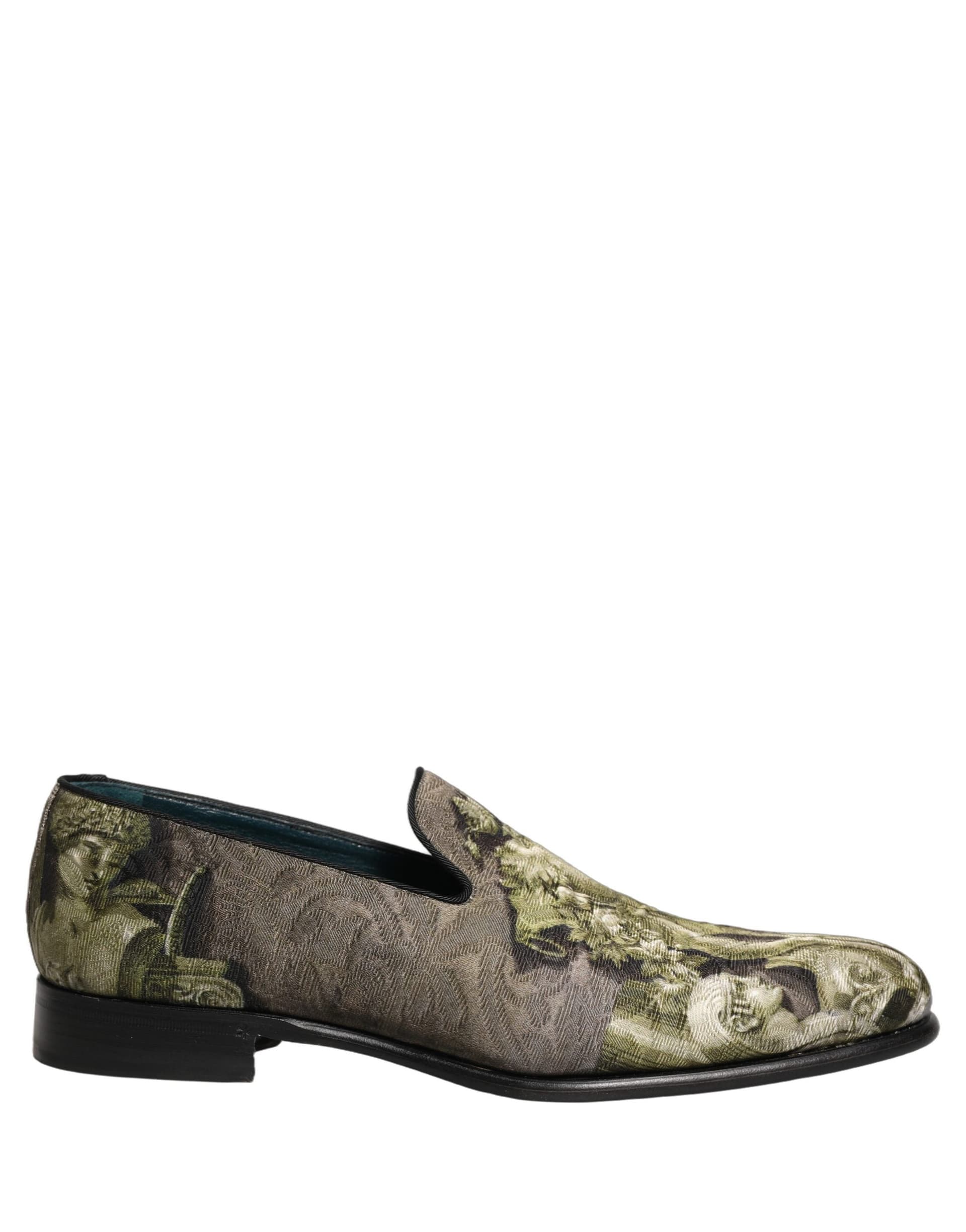 Dolce & Gabbana Brown Baroque Print Slip On Loafers Shoes - 6