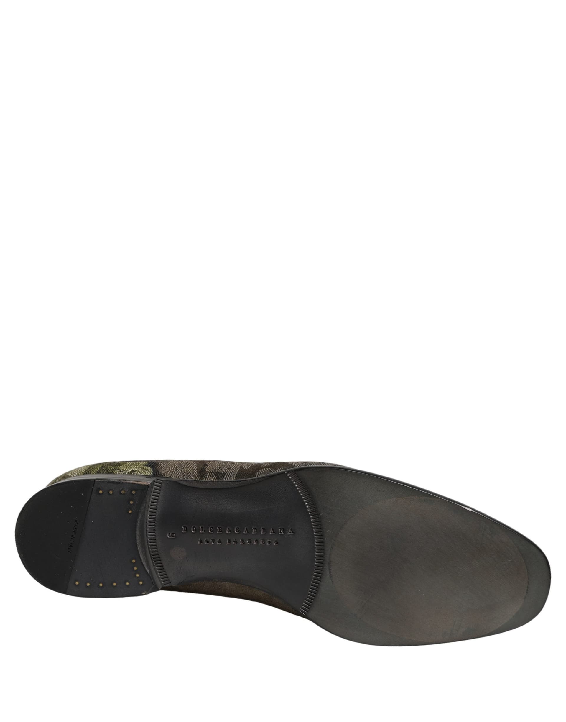 Dolce & Gabbana Brown Baroque Print Slip On Loafers Shoes - 8