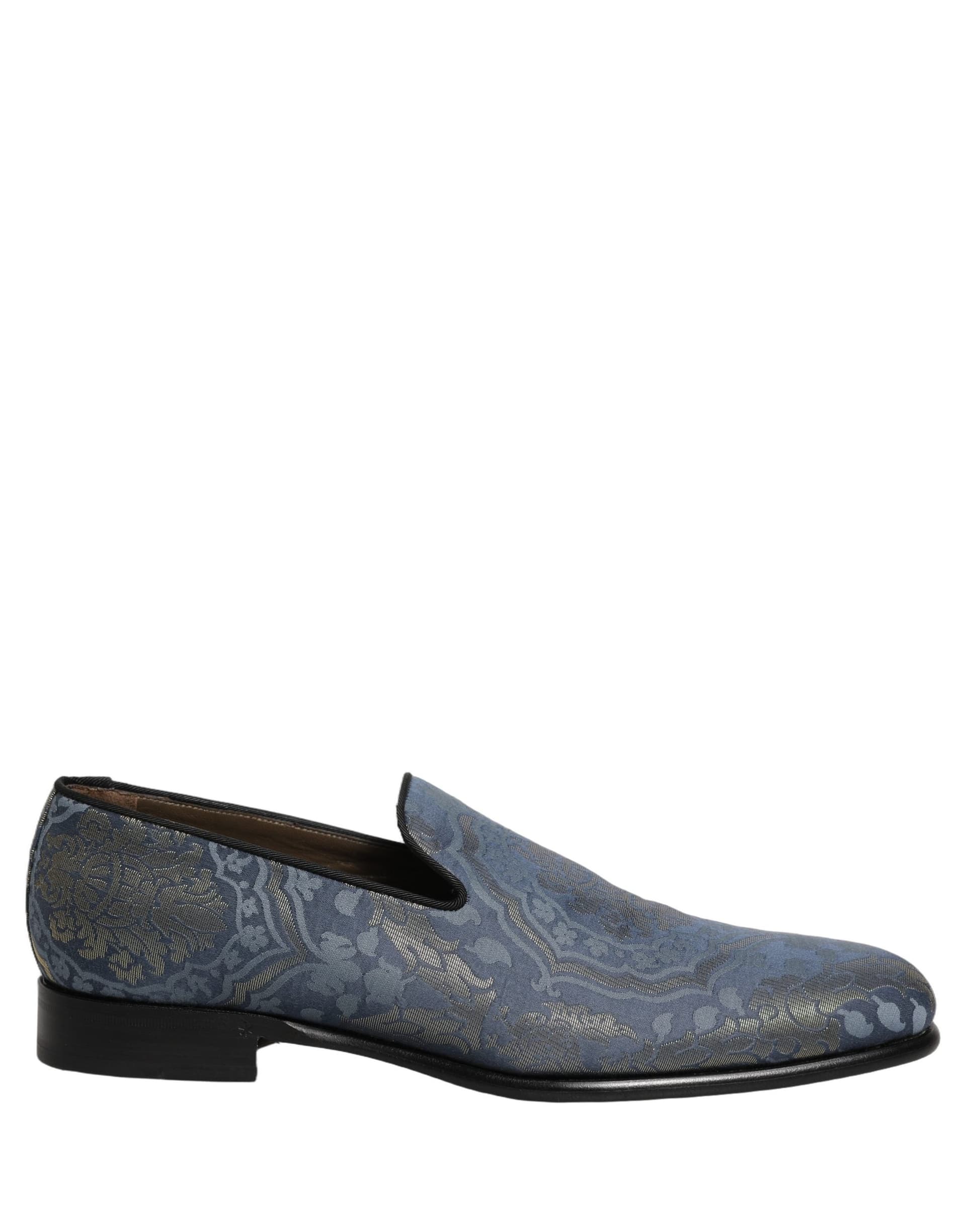 Dolce & Gabbana Blue Floral Brocade Slip On Loafers Shoes - 7