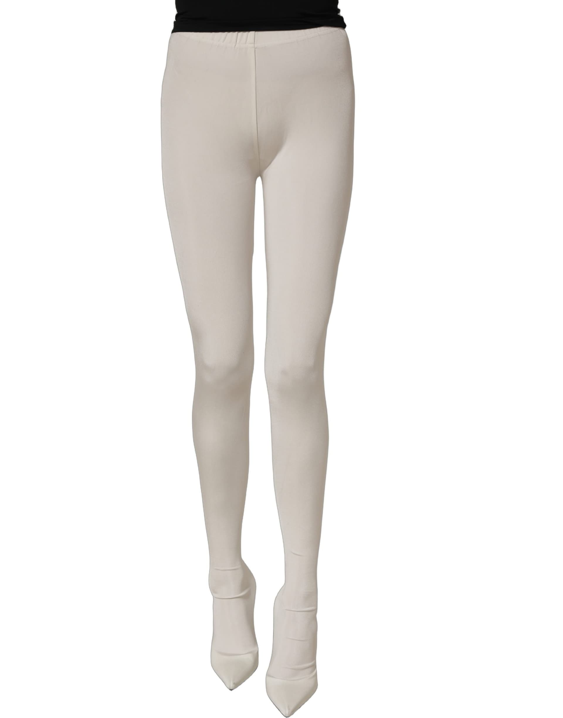 Dolce & Gabbana White High Heels Pumps Jersey Tights Shoes - 3