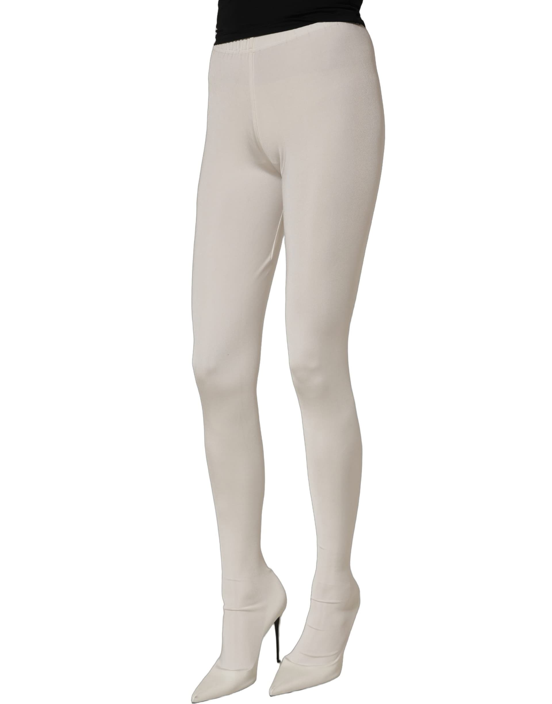 Dolce & Gabbana White High Heels Pumps Jersey Tights Shoes - 4