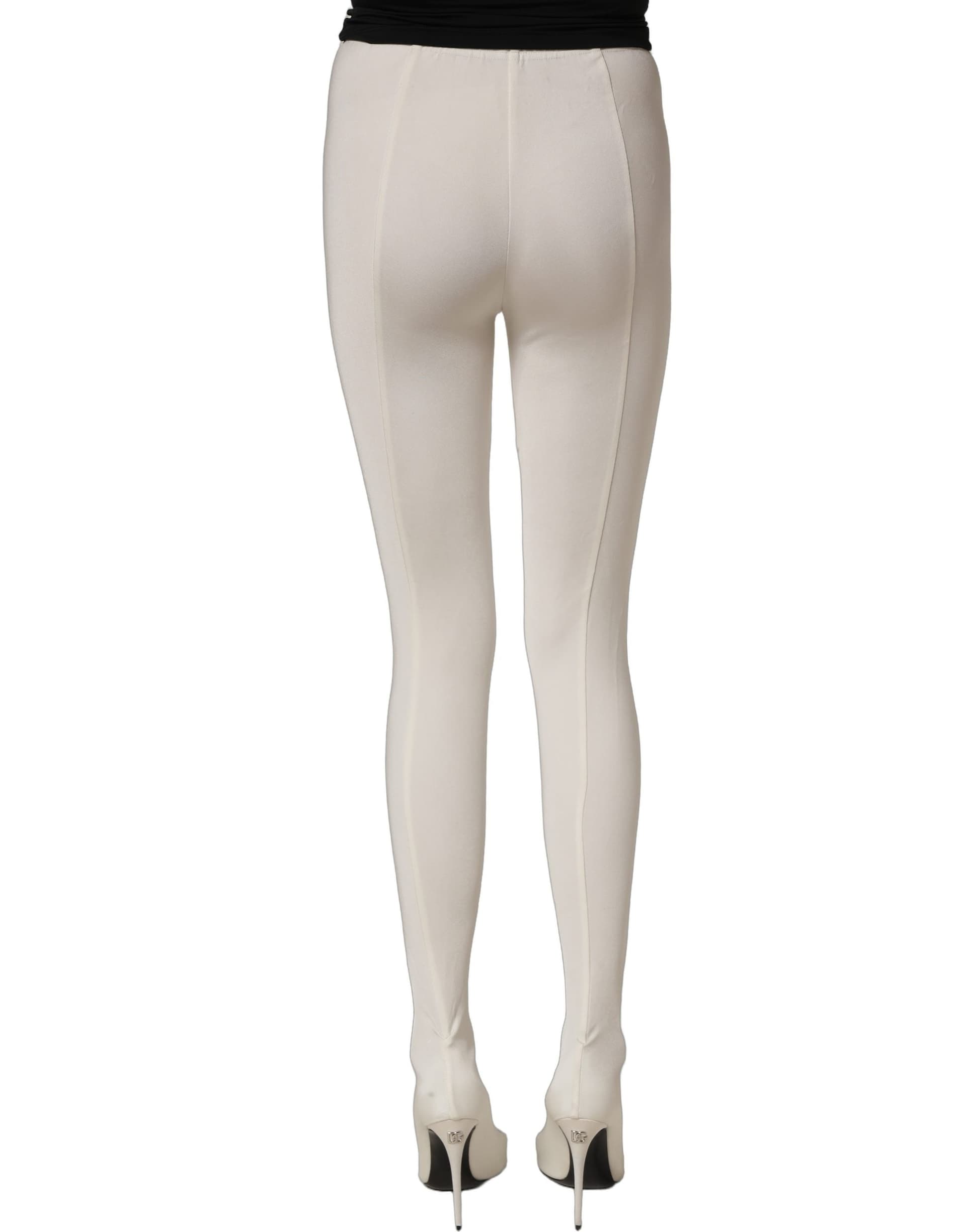 Dolce & Gabbana White High Heels Pumps Jersey Tights Shoes - 5