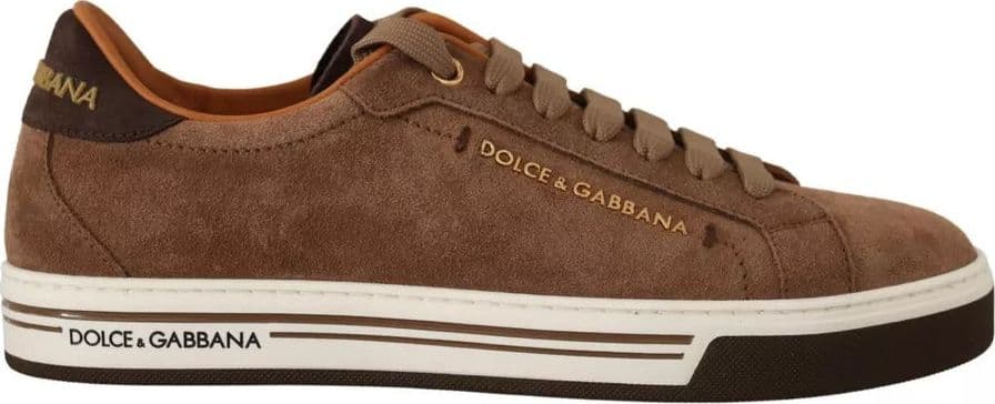 Dolce & Gabbana Brown Suede Logo Low Top Sneakers Men Shoes - 8