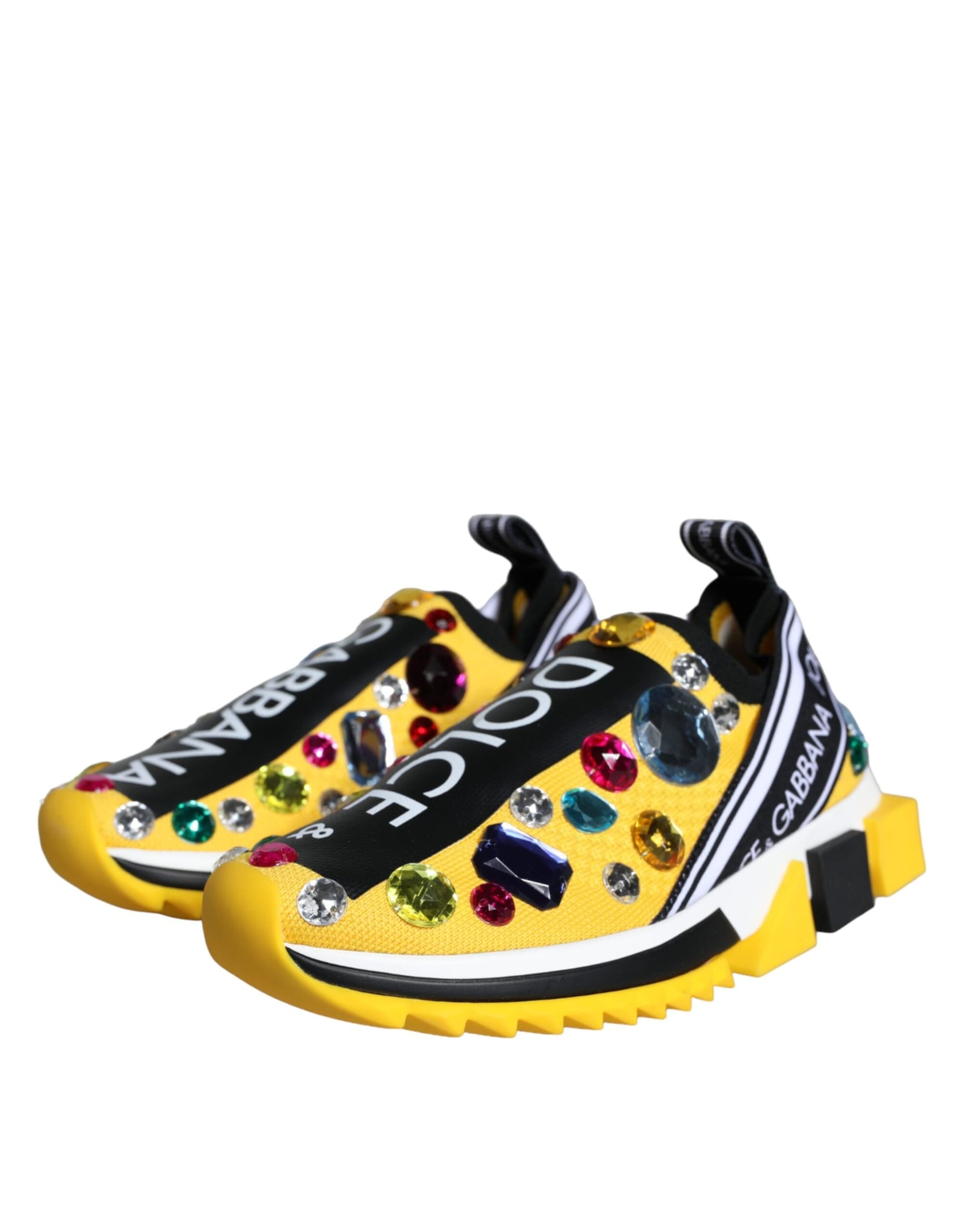 Dolce & Gabbana Yellow Sorrento Crystals Sneakers Womens Shoes - 2