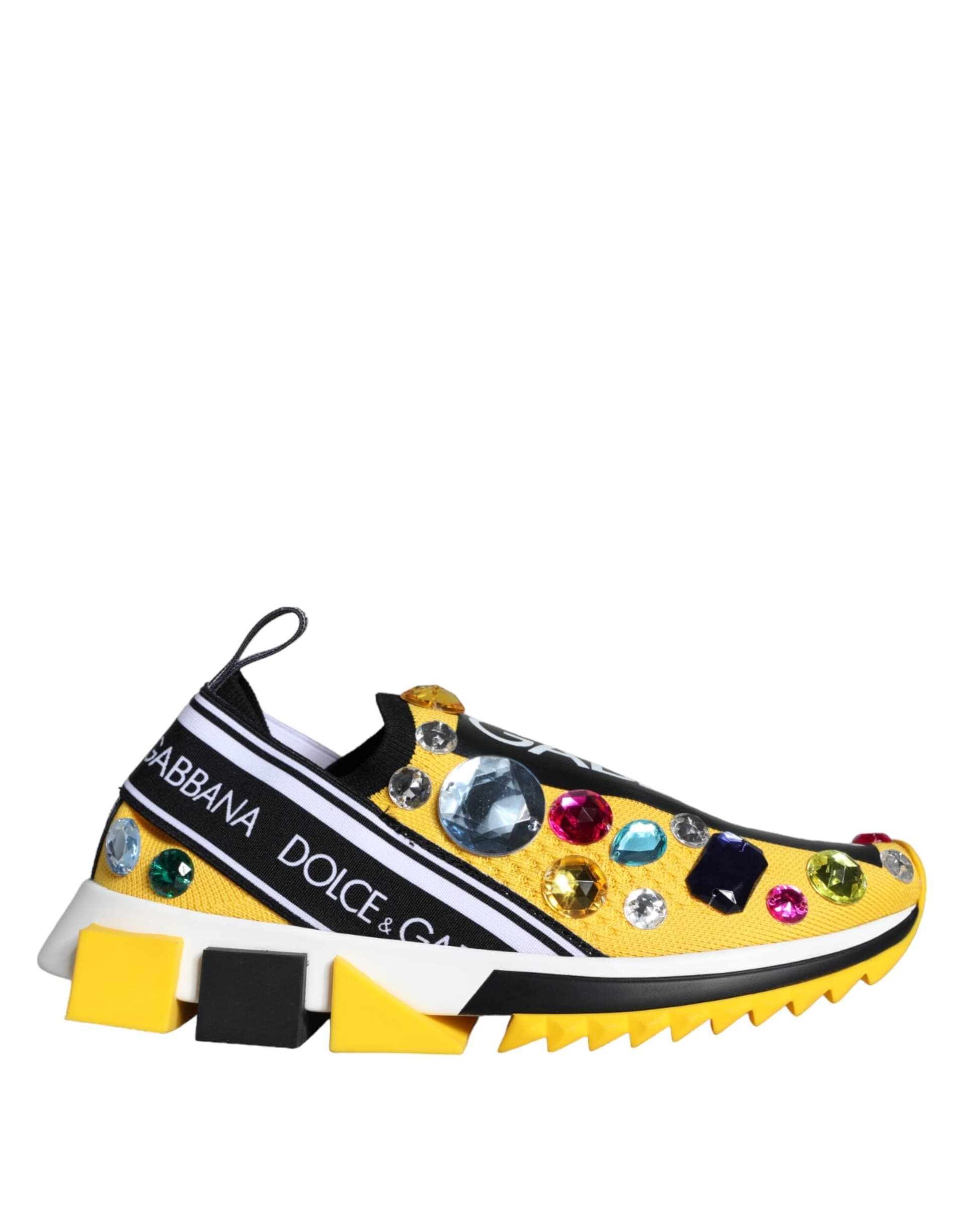 Dolce & Gabbana Yellow Sorrento Crystals Sneakers Womens Shoes - 3