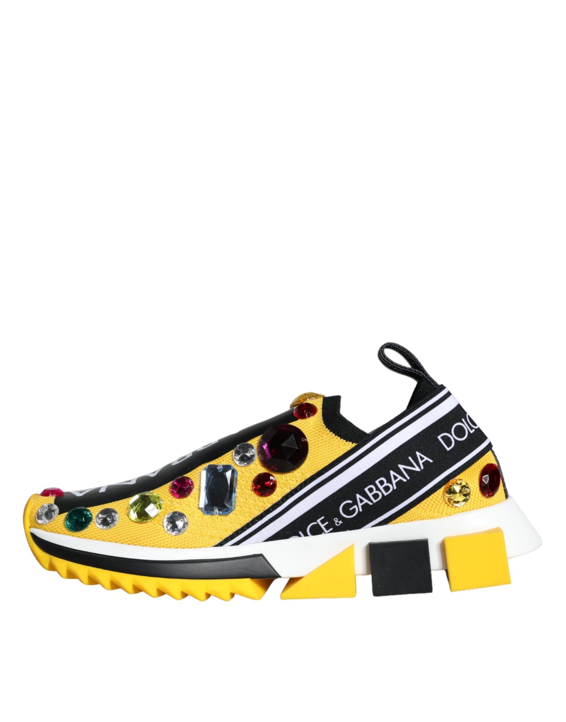 Dolce & Gabbana Yellow Sorrento Crystals Sneakers Womens Shoes - 4