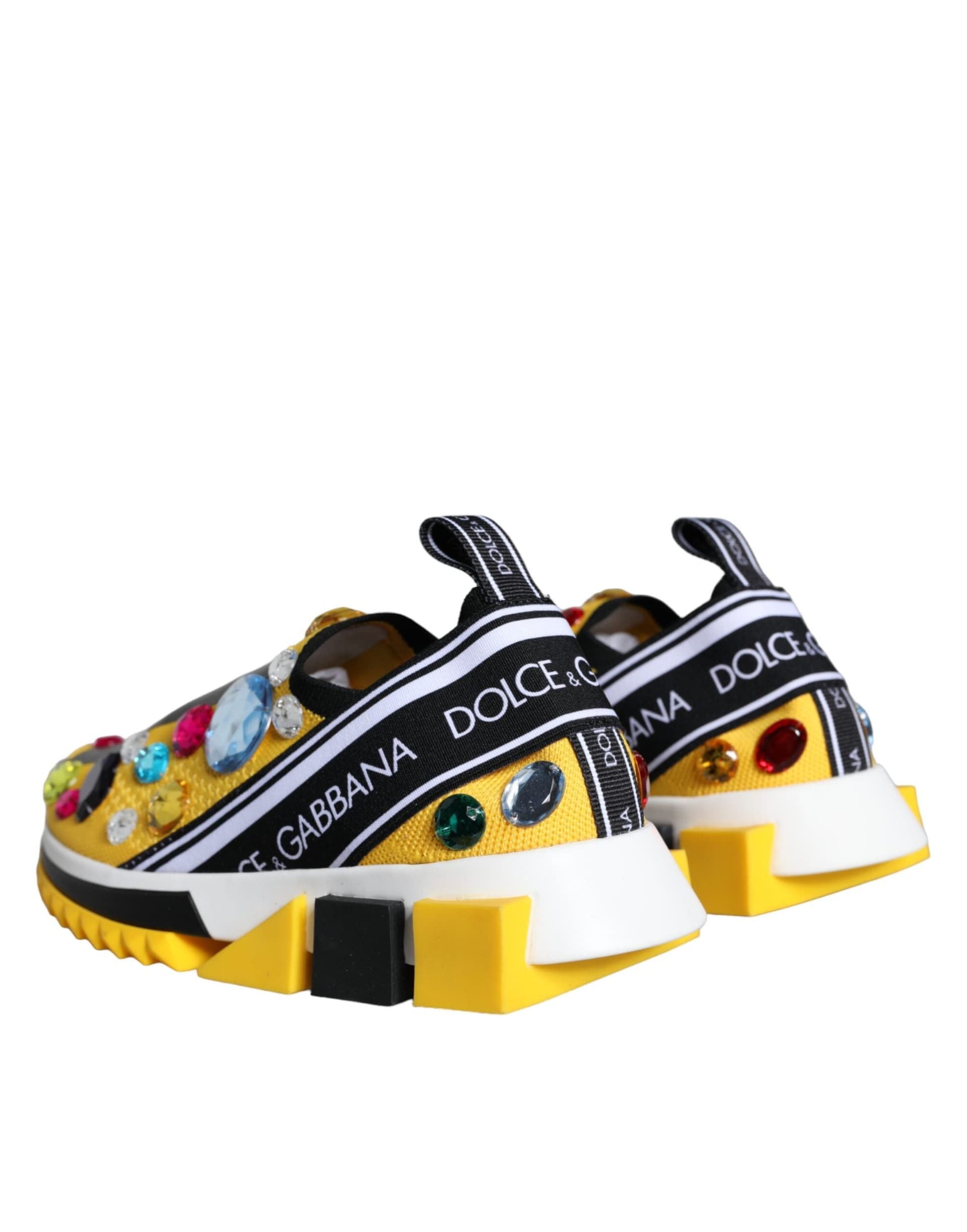 Dolce & Gabbana Yellow Sorrento Crystals Sneakers Womens Shoes - 5