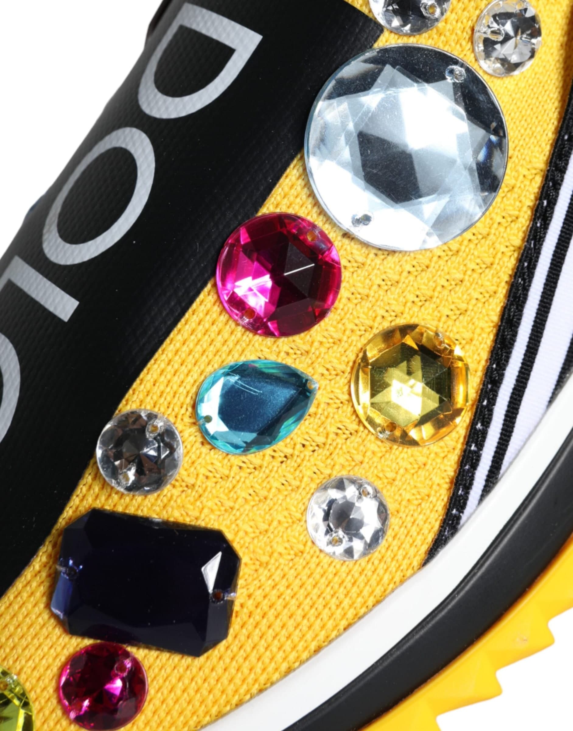 Dolce & Gabbana Yellow Sorrento Crystals Sneakers Womens Shoes - 8