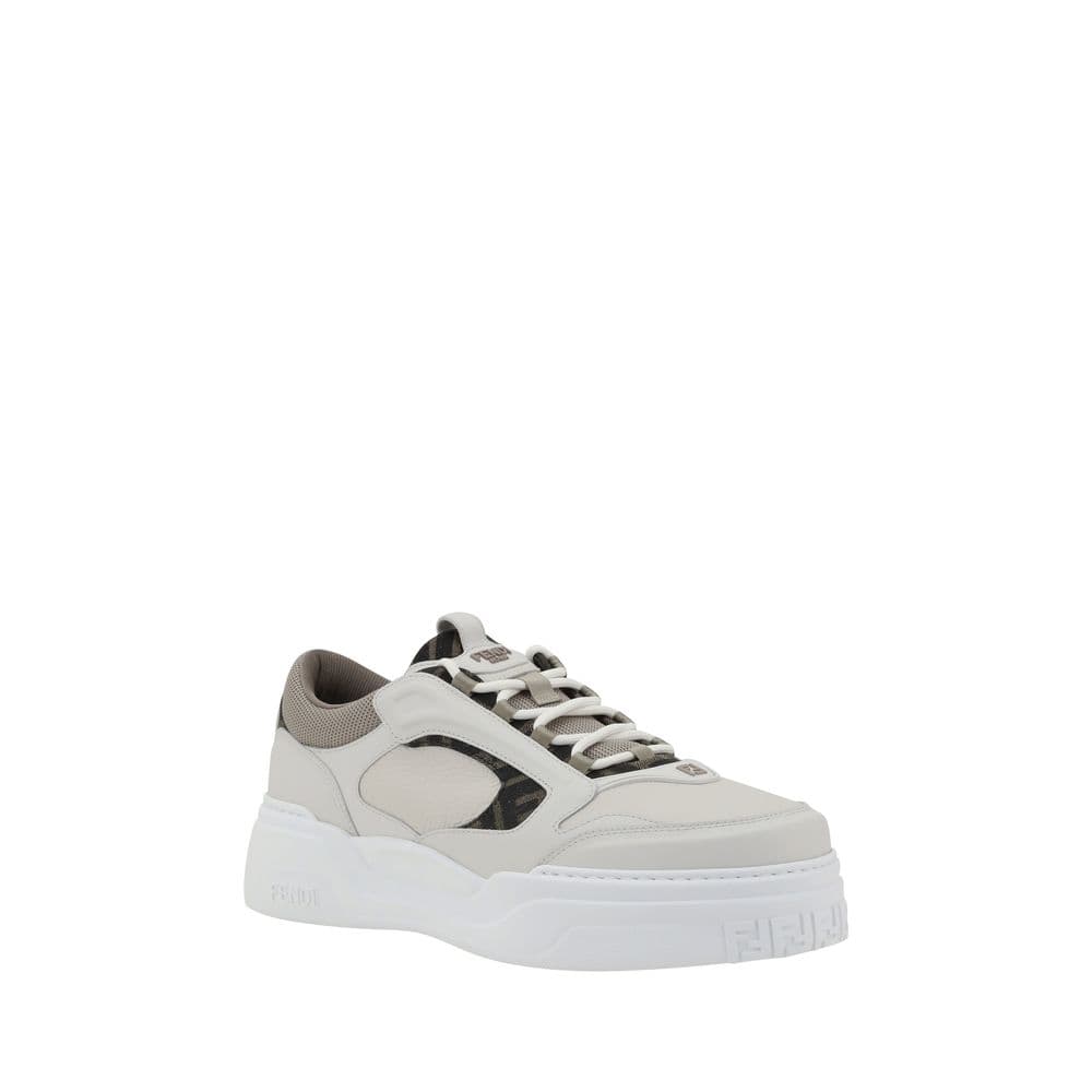 Fendi White Calf Leather Bos Taurus Low Top Sneakers - 2