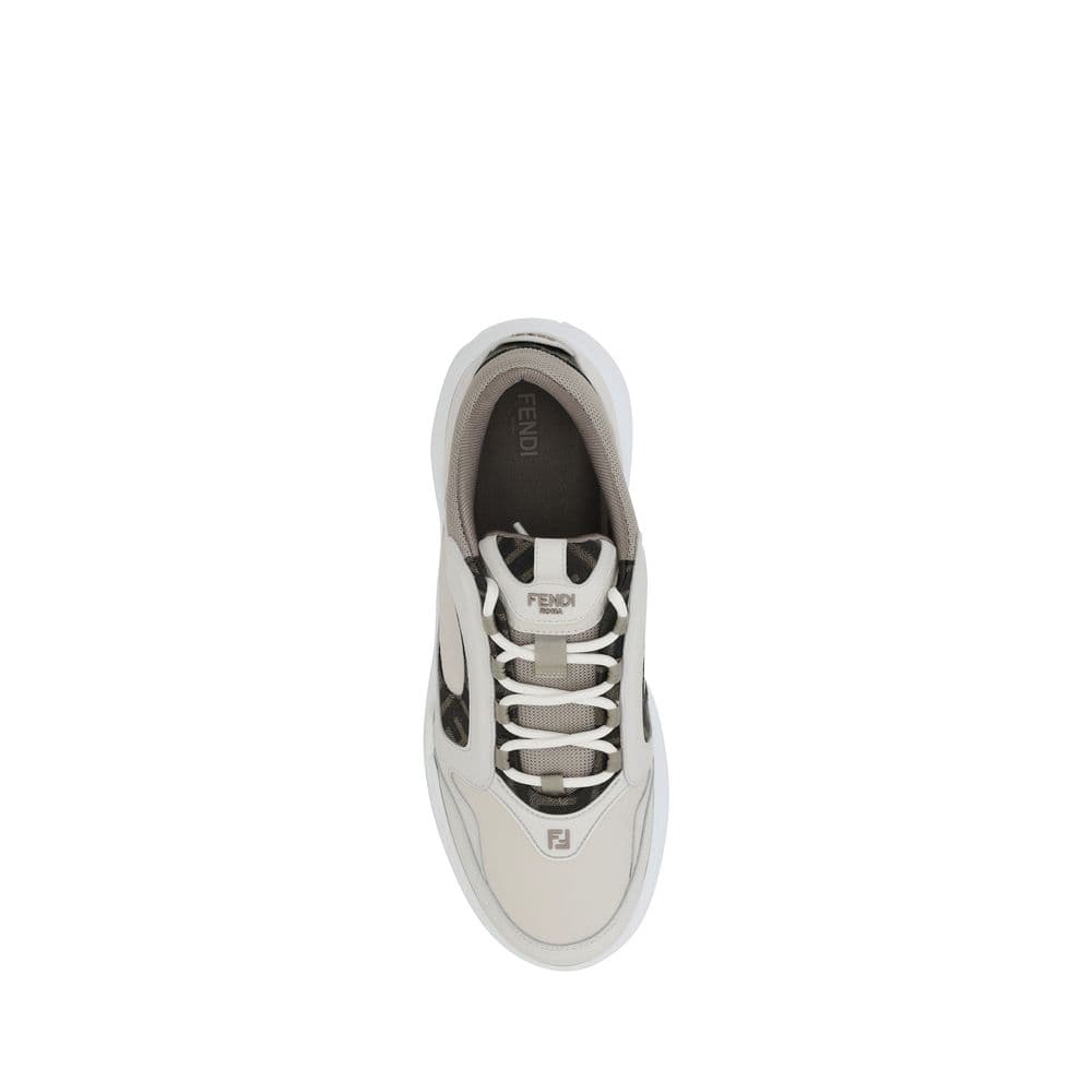 Fendi White Calf Leather Bos Taurus Low Top Sneakers - 4