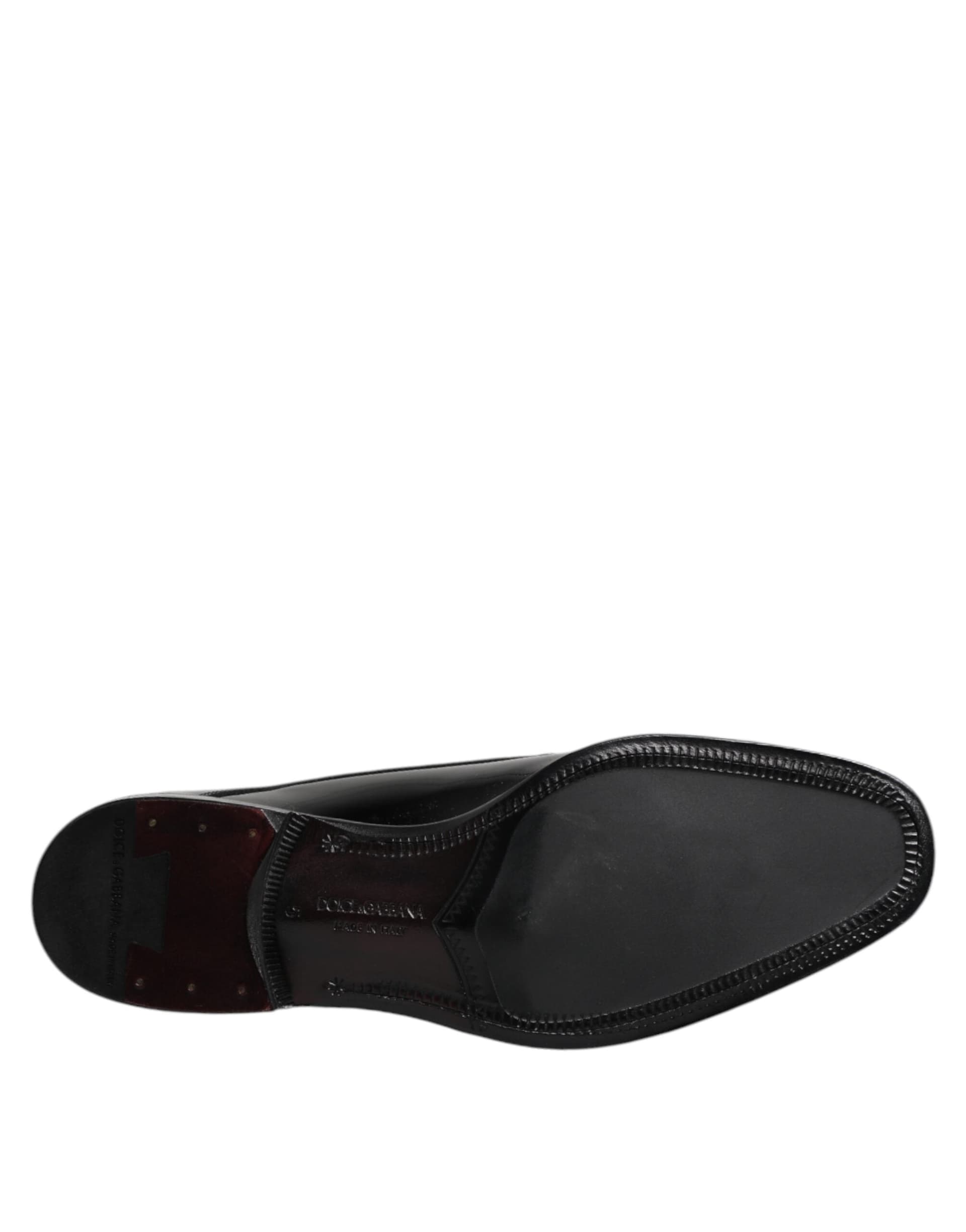 Dolce & Gabbana Black Leather Lace Up Men Derby Formal Shoes - 8