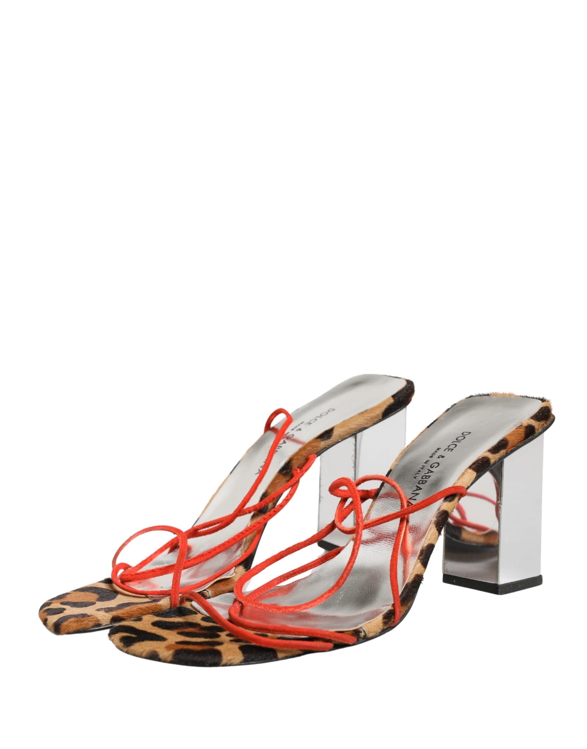 Dolce & Gabbana Multicolor Leather Block Heels Sandals Shoes - 5