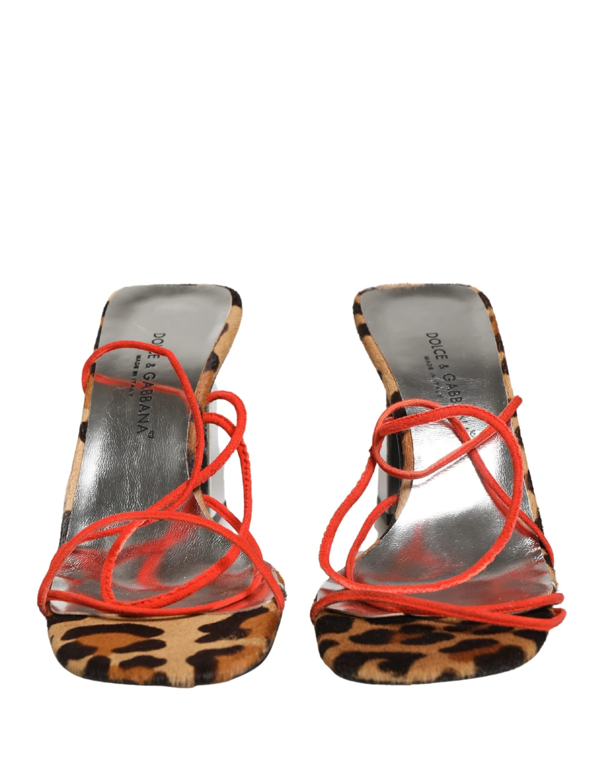 Dolce & Gabbana Multicolor Leather Block Heels Sandals Shoes - 8