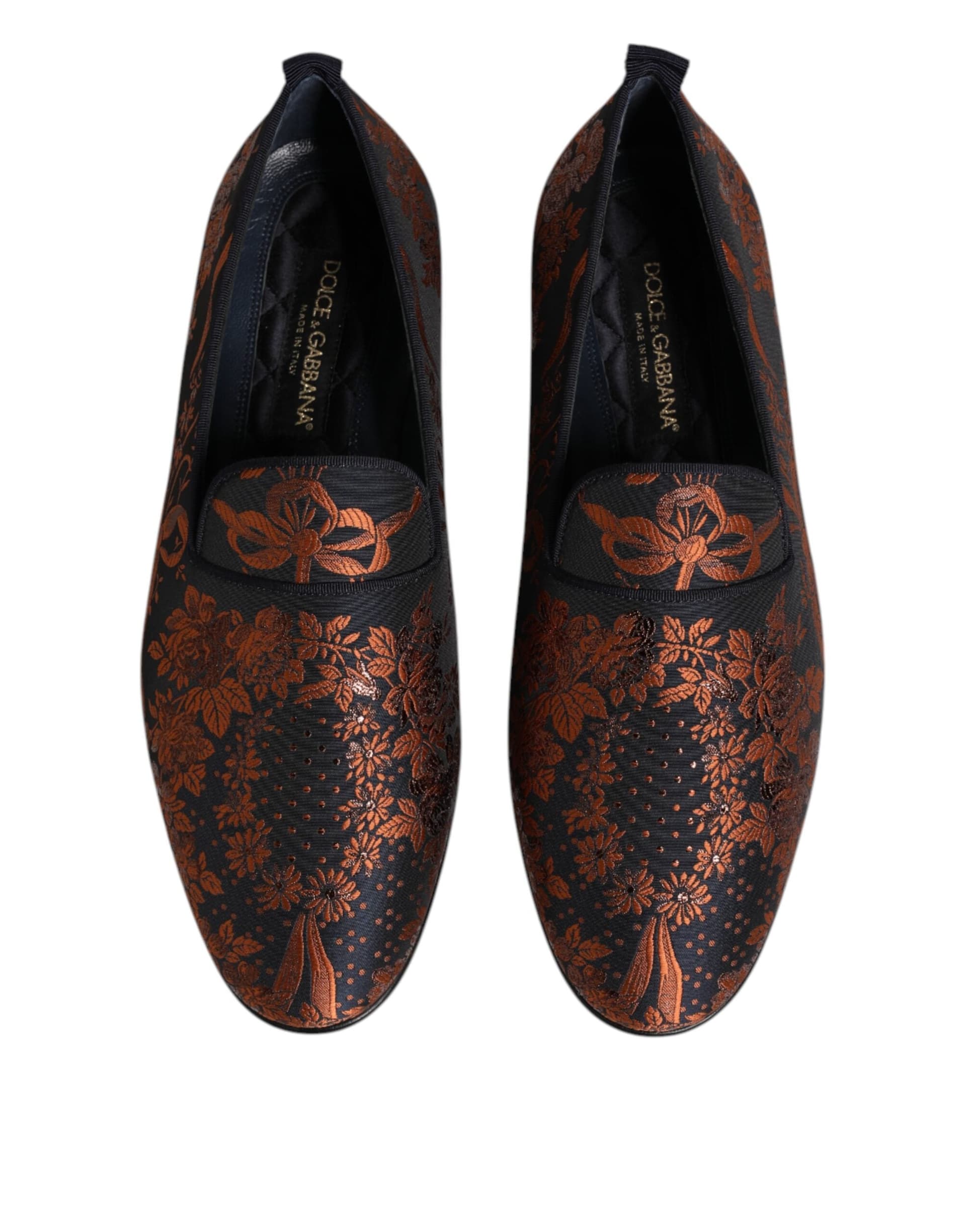 Dolce & Gabbana Black Jacquard Polyester Slip On Loafers Shoes - 2