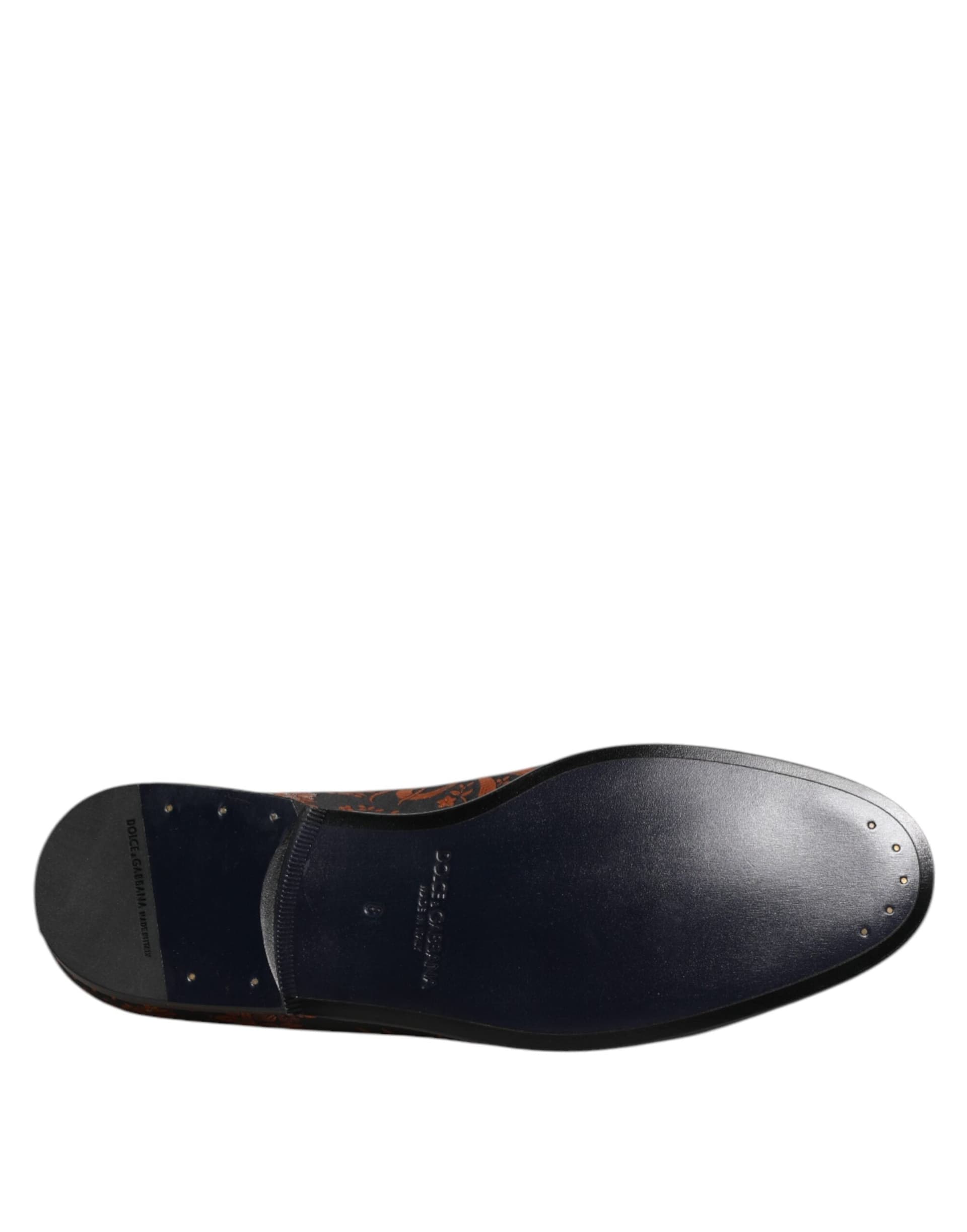 Dolce & Gabbana Black Jacquard Polyester Slip On Loafers Shoes - 8