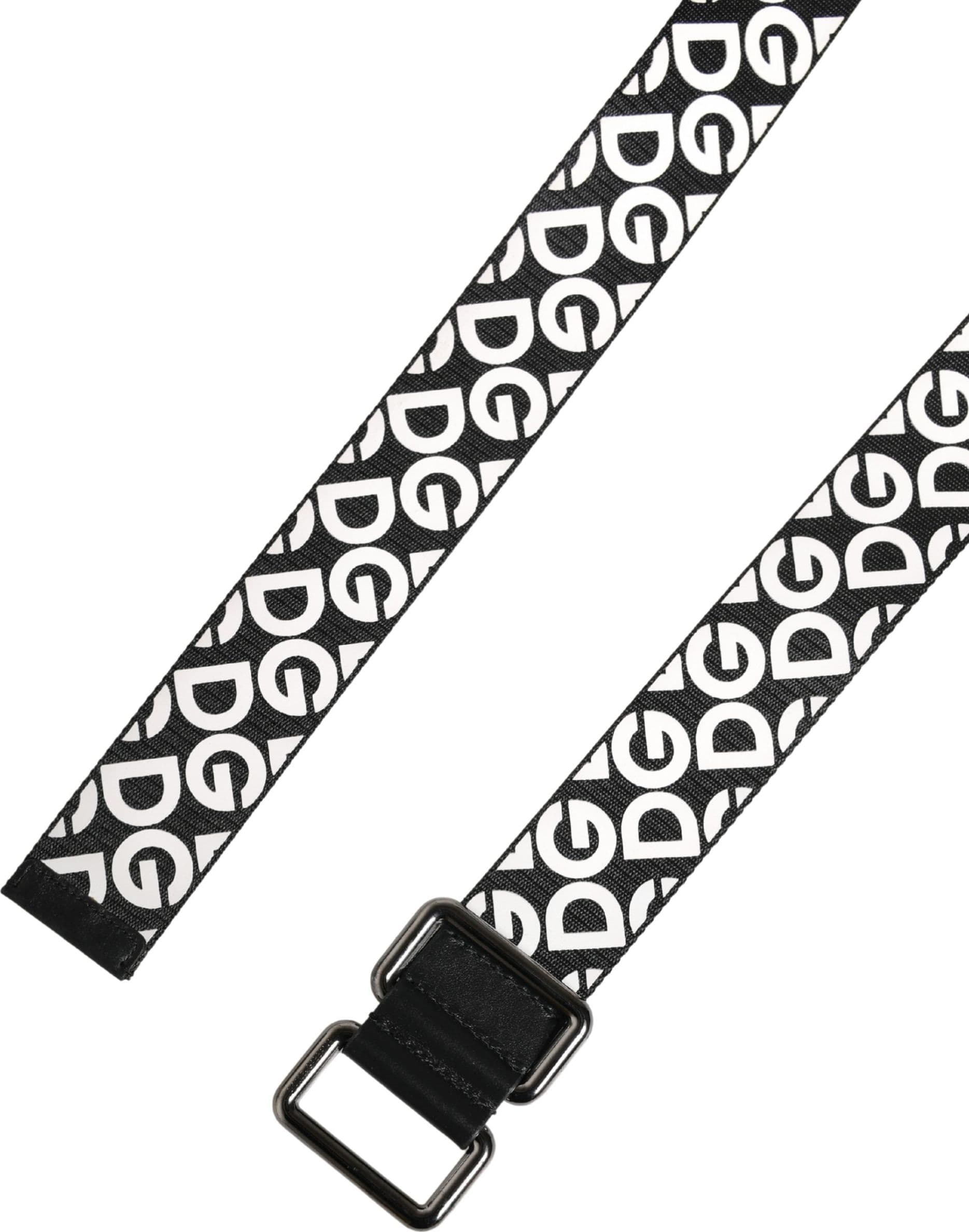 Dolce & Gabbana White Black Logo Leather Metal Buckle Belt - 7