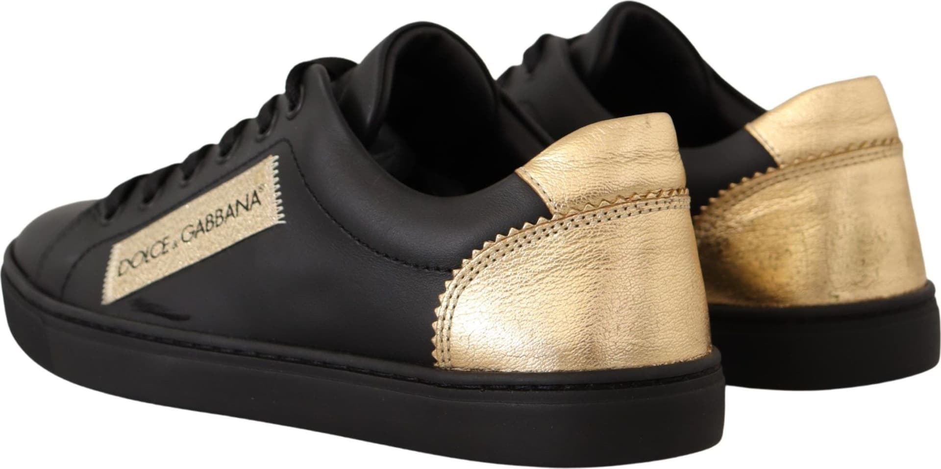 Dolce & Gabbana Black Gold Leather Low Top Sneakers Womens Shoes - 4