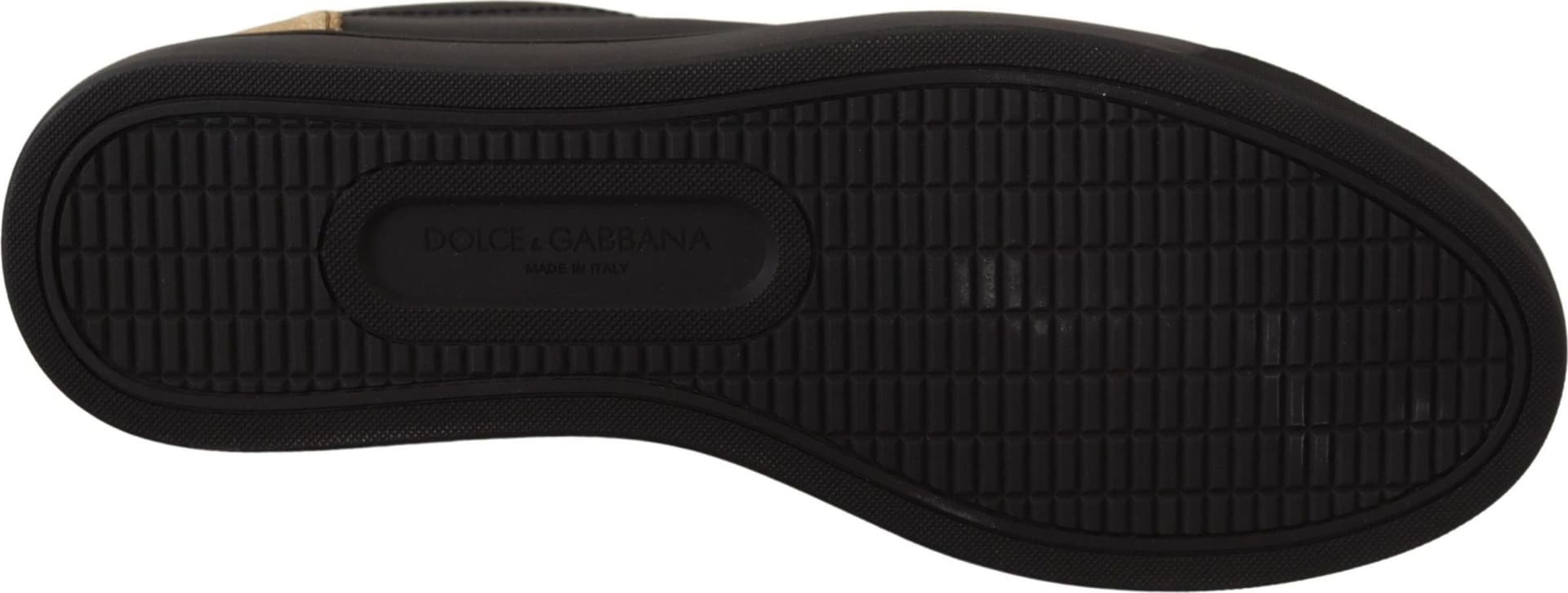 Dolce & Gabbana Black Gold Leather Low Top Sneakers Womens Shoes - 7