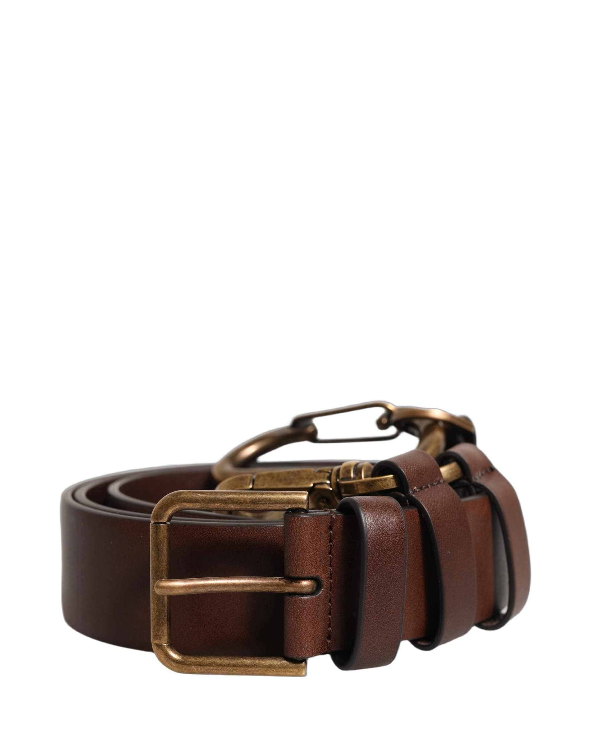 Dolce & Gabbana Brown Calfskin Leather Gold Metal Buckle Belt - 4
