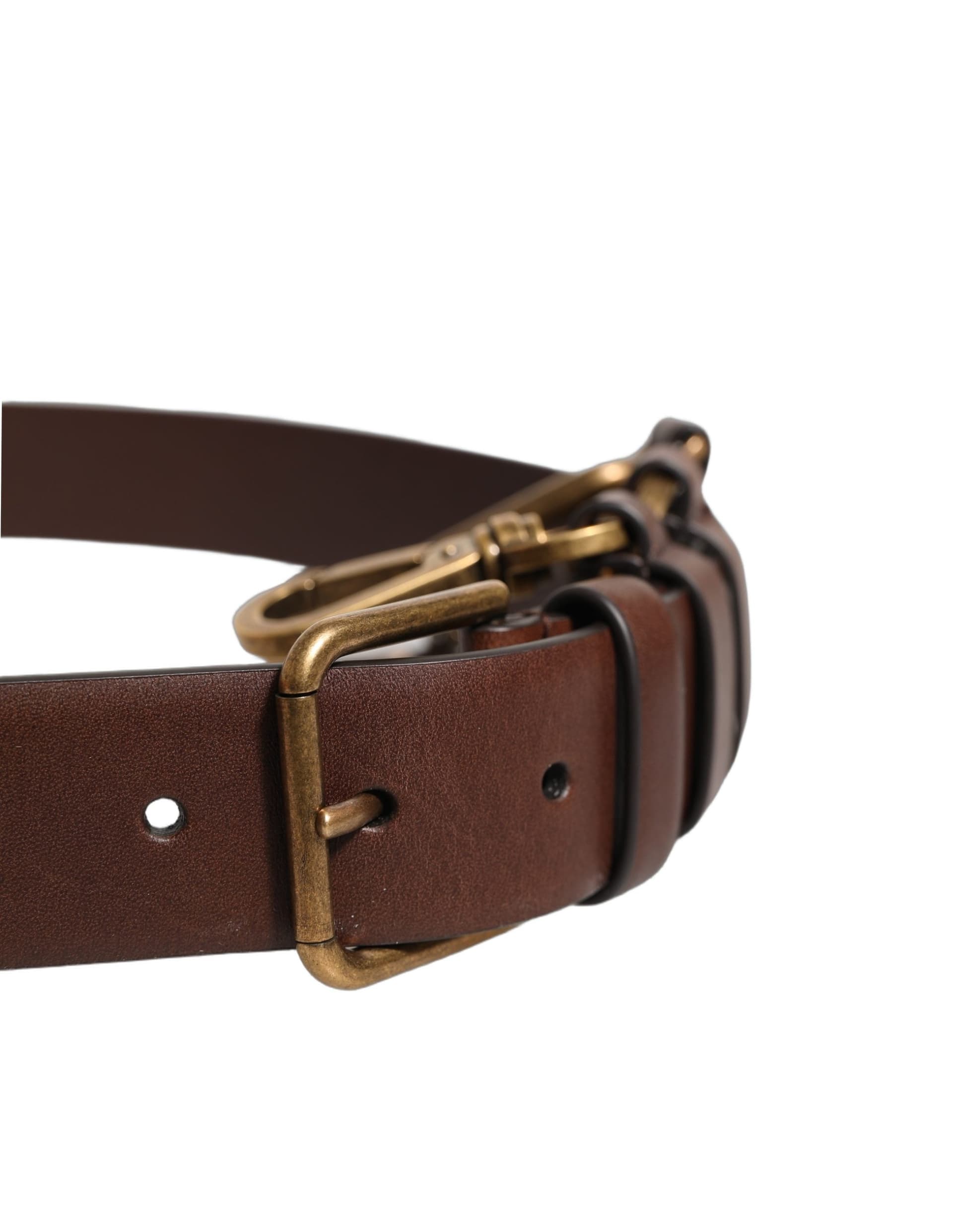 Dolce & Gabbana Brown Calfskin Leather Gold Metal Buckle Belt - 6
