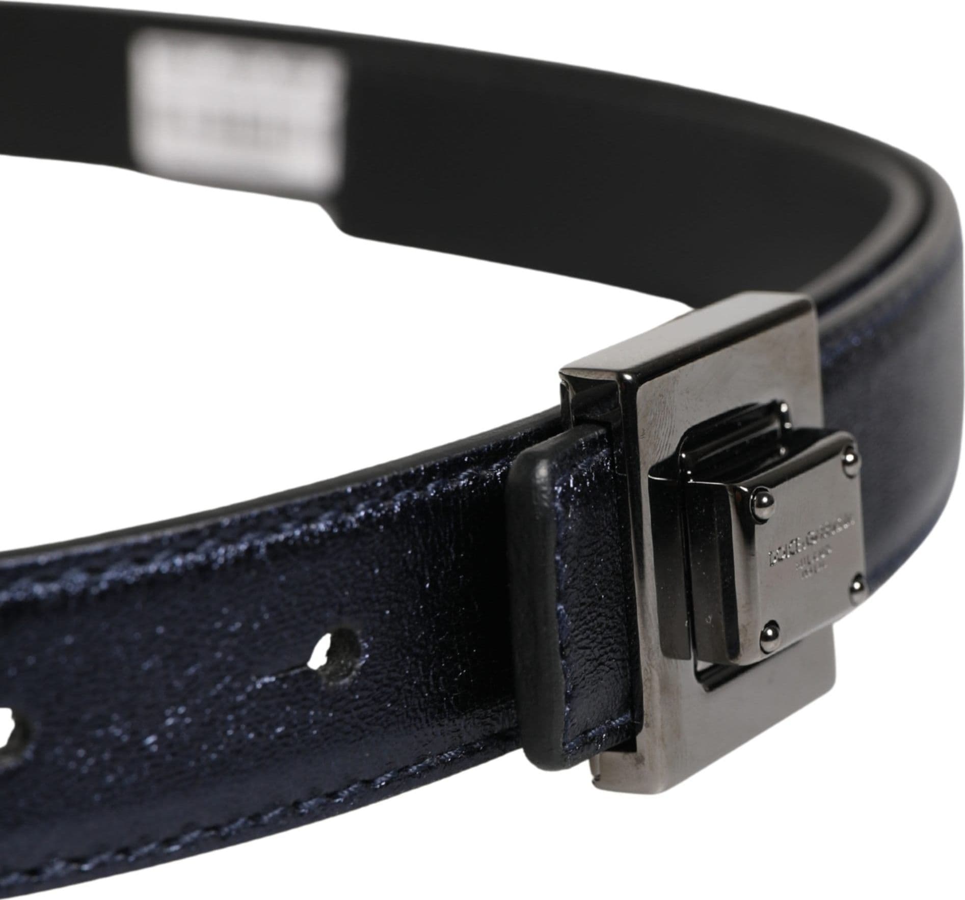 Dolce & Gabbana Men Black Classic Leather Square Buckle Belt - 4