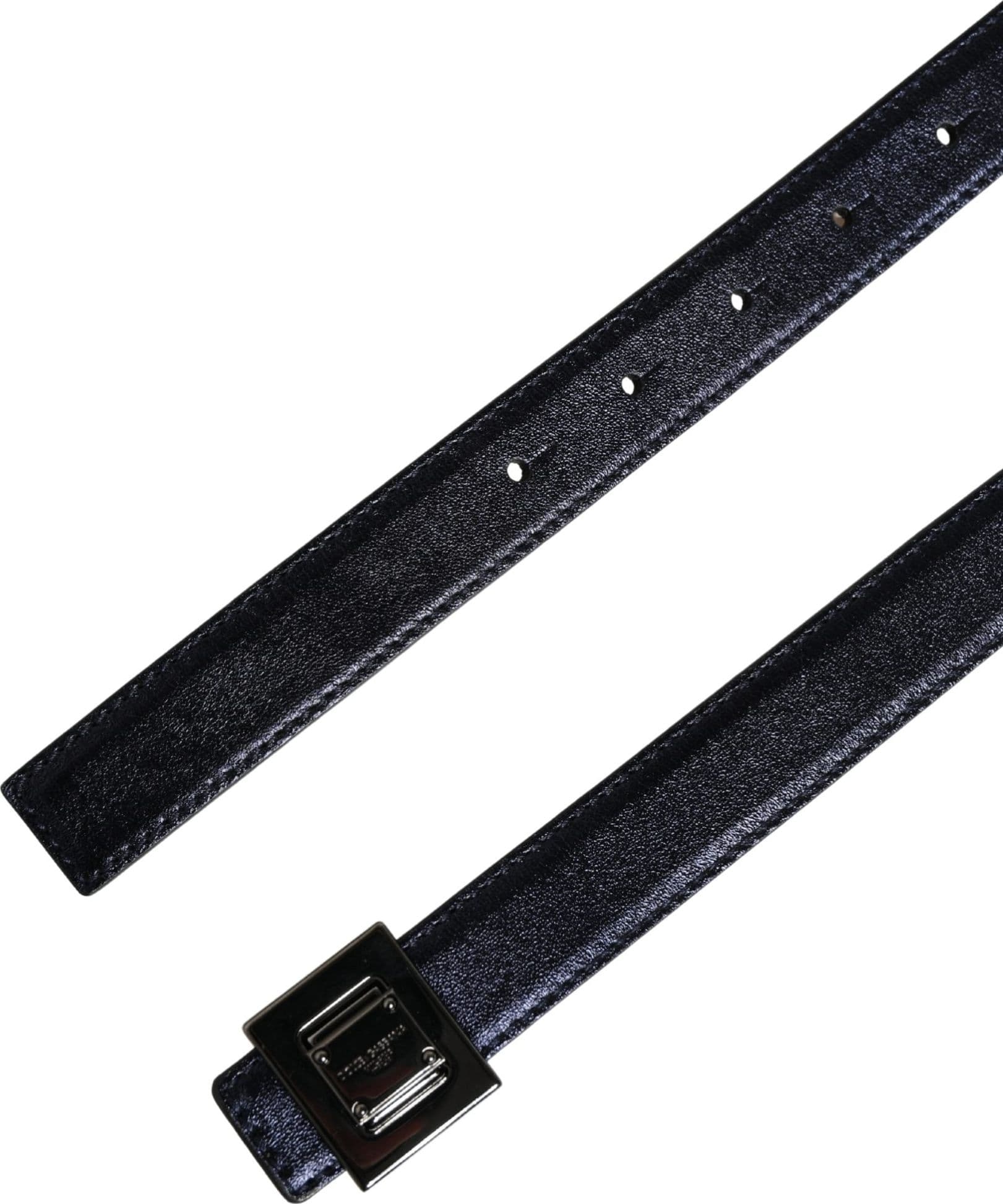 Dolce & Gabbana Men Black Classic Leather Square Buckle Belt - 7