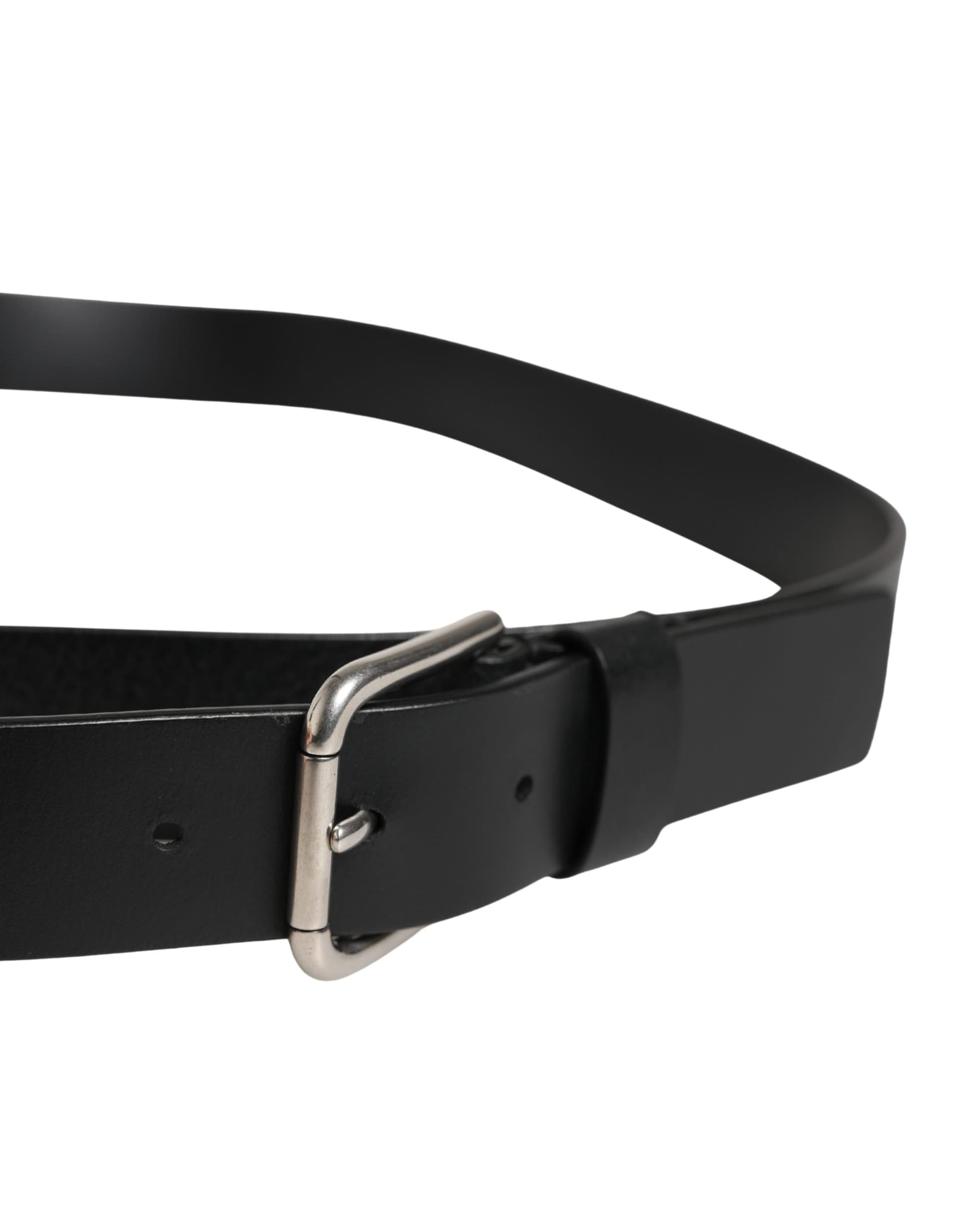 Dolce & Gabbana Black Double Strap Leather Silver Buckle Belt - 3