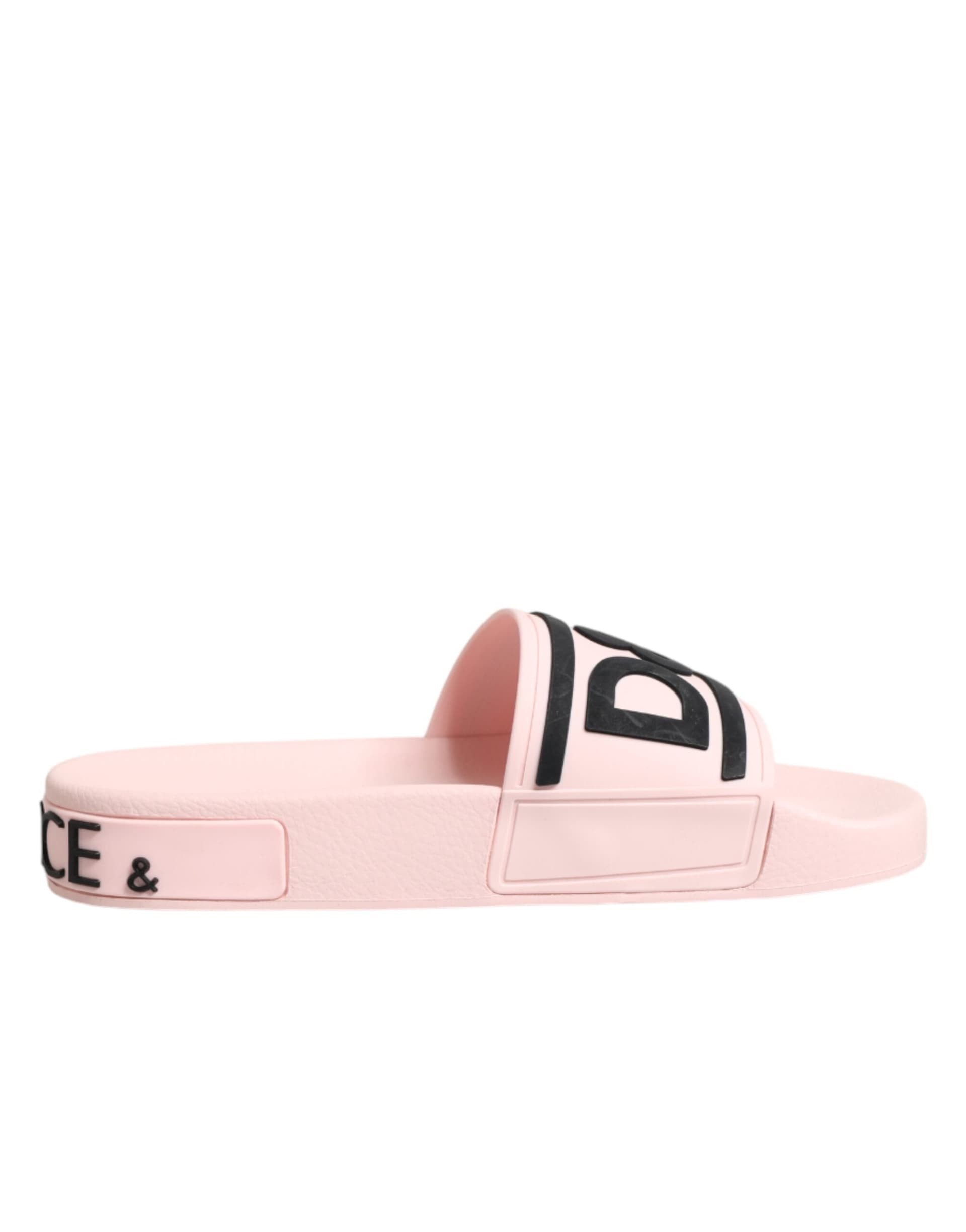 Dolce & Gabbana Pink Rubber Slides Sandals Beachwear Shoes - 3