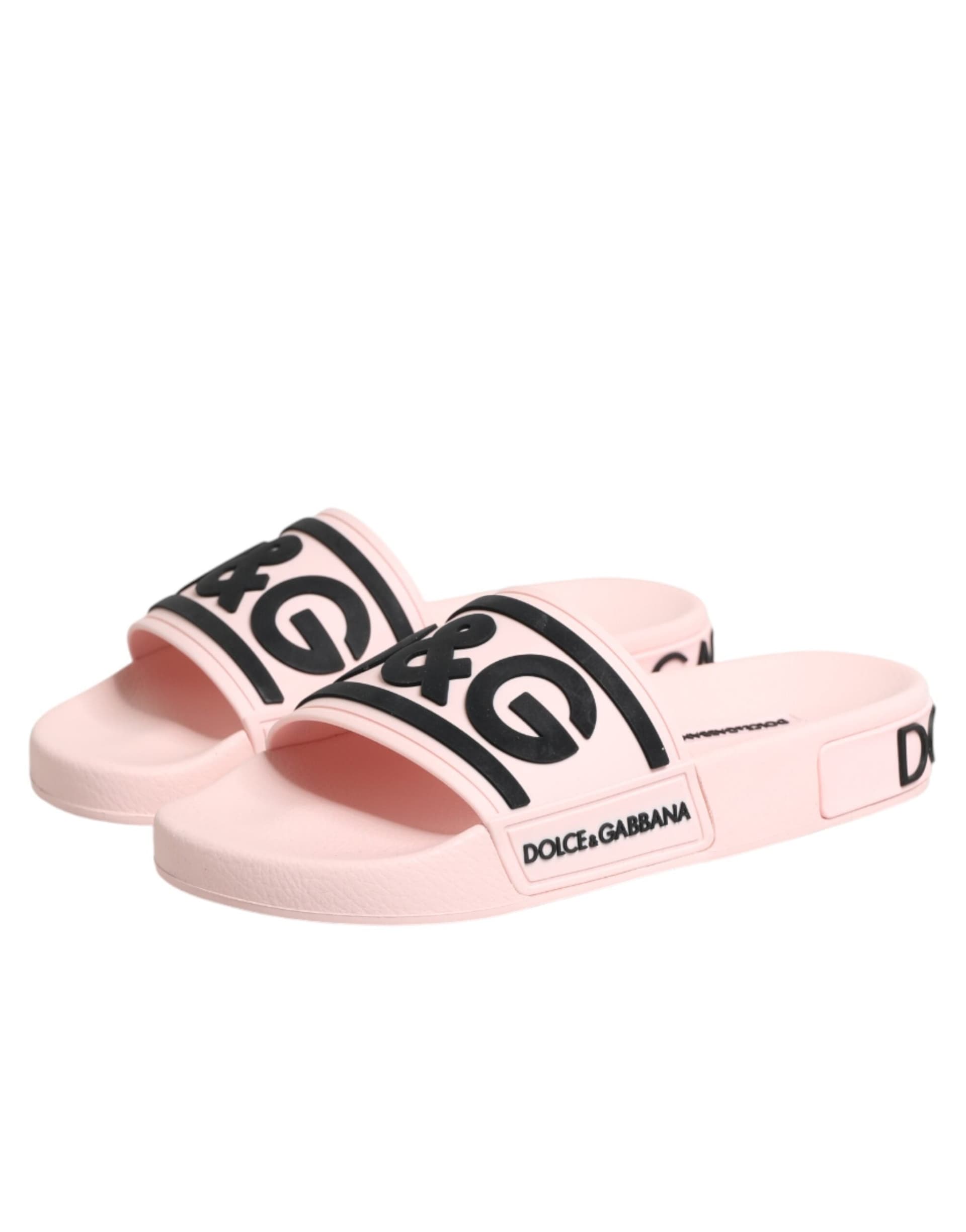Dolce & Gabbana Pink Rubber Slides Sandals Beachwear Shoes - 8