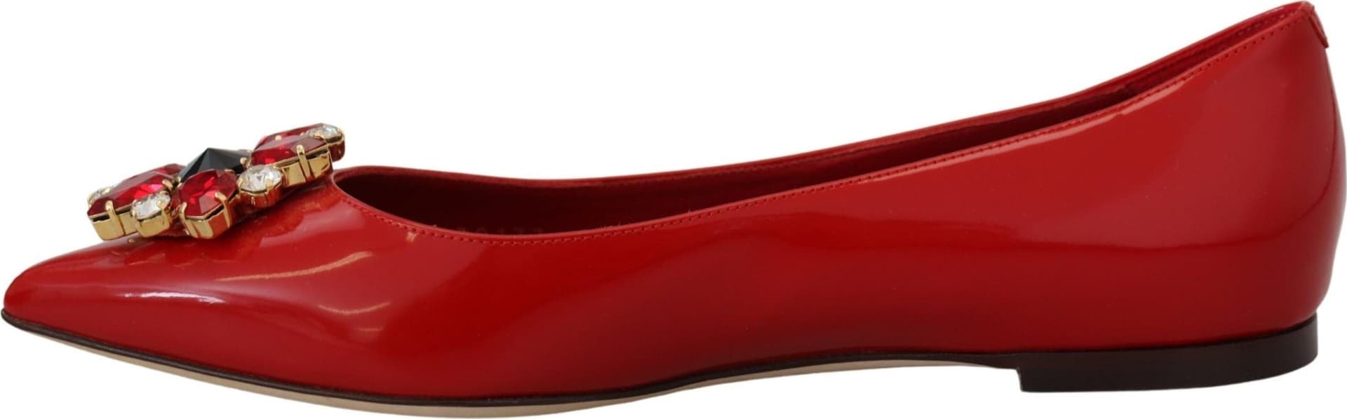 Dolce & Gabbana Red Leather Crystals Loafers Flats Shoes - 3