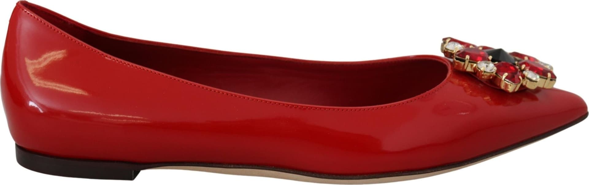 Dolce & Gabbana Red Leather Crystals Loafers Flats Shoes - 4