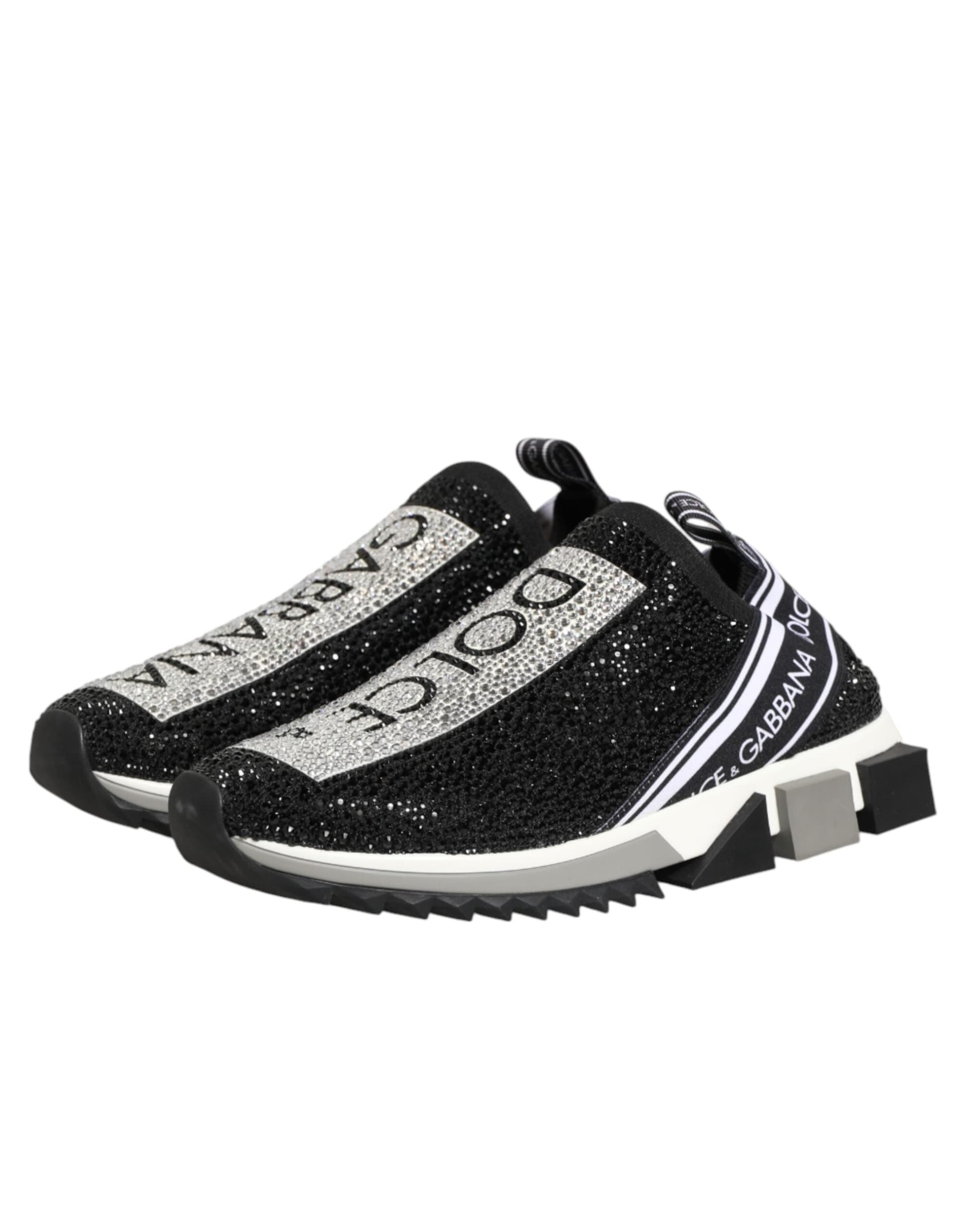 Dolce & Gabbana Black Silver Slip On Sorrento Sneakers Shoes - 3