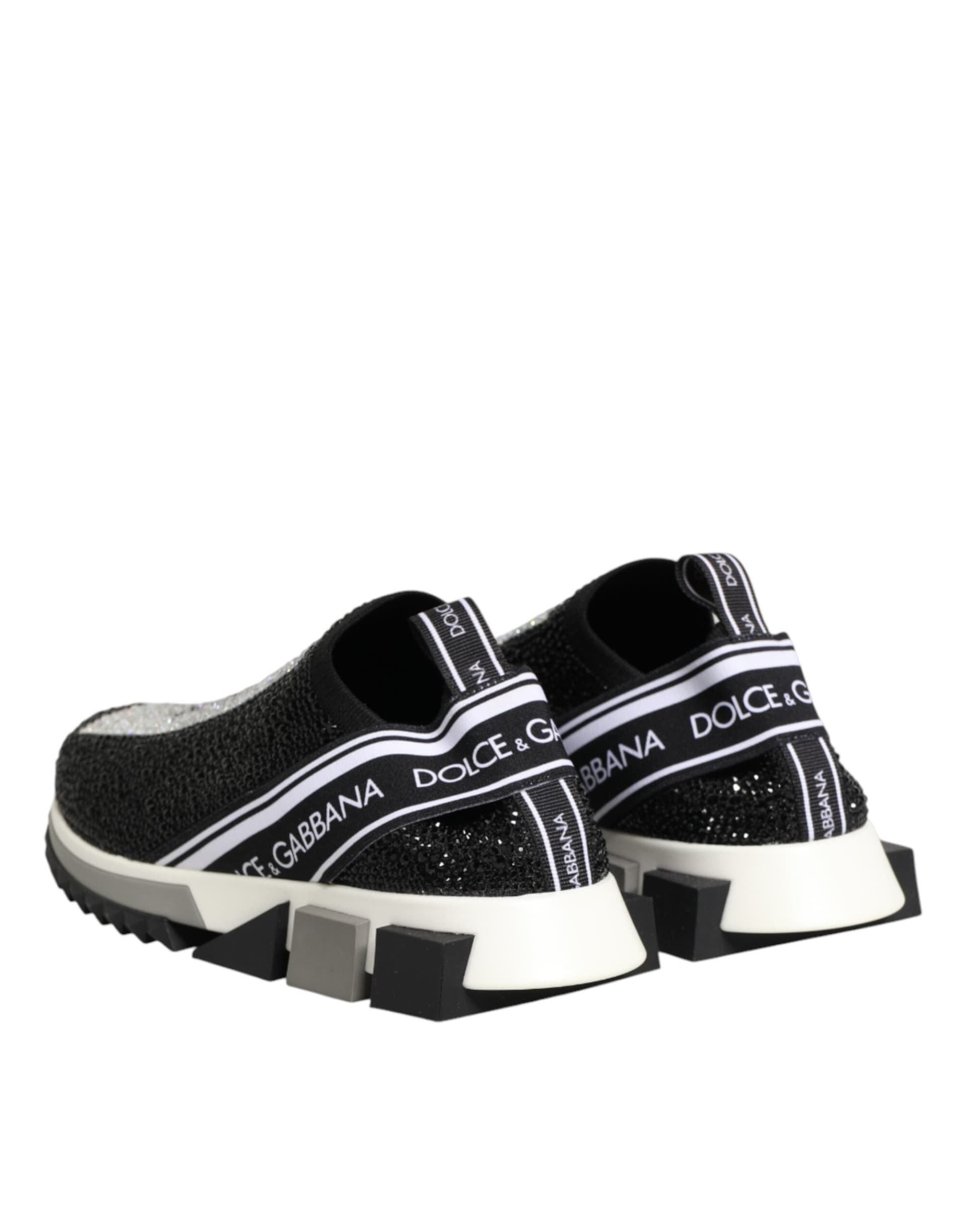 Dolce & Gabbana Black Silver Slip On Sorrento Sneakers Shoes - 4