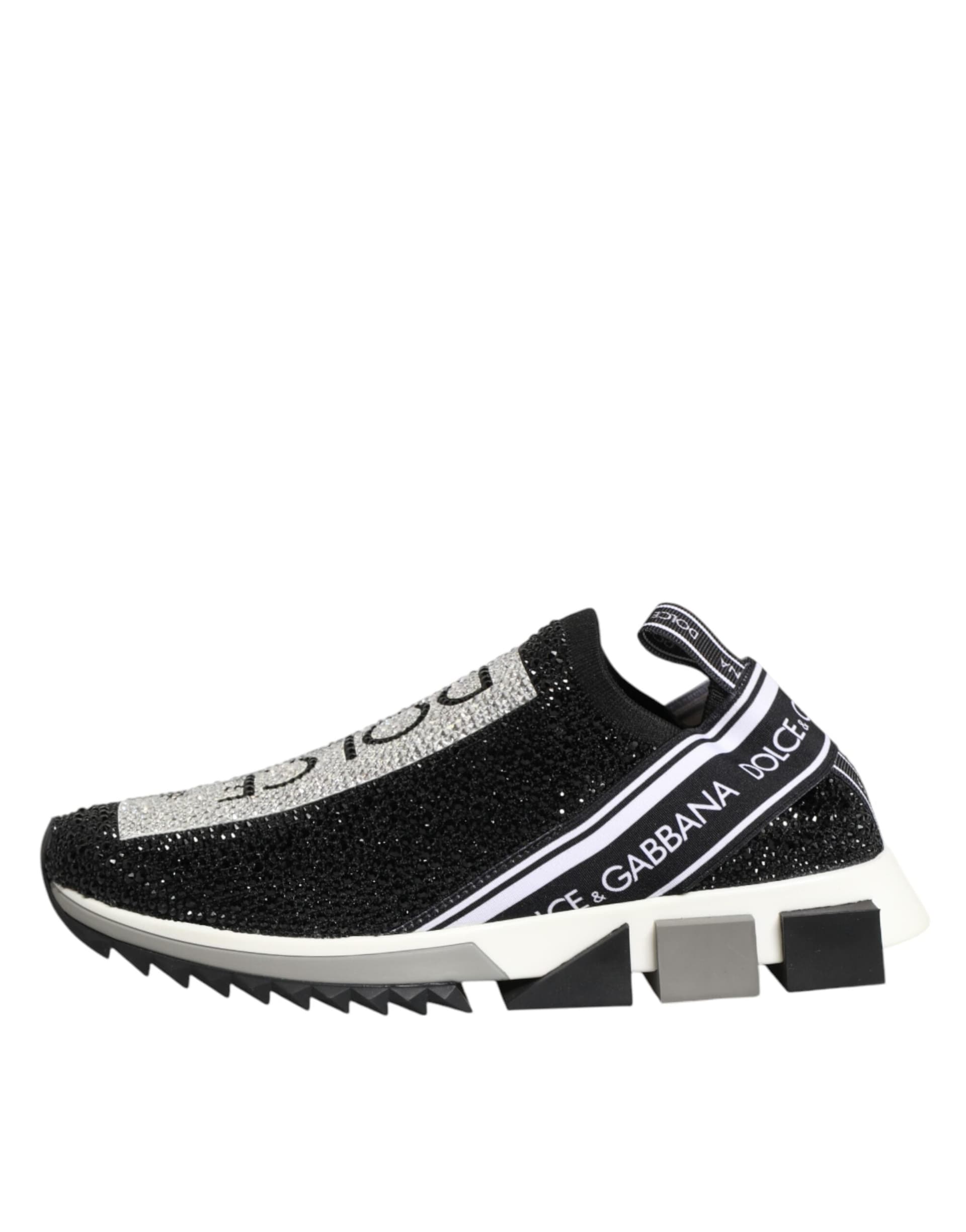Dolce & Gabbana Black Silver Slip On Sorrento Sneakers Shoes - 5