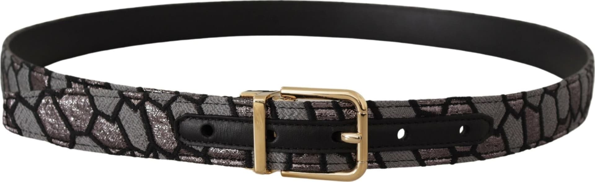Dolce & Gabbana Multicolor Patchwork Leather Gold Jaquard Belt - 2