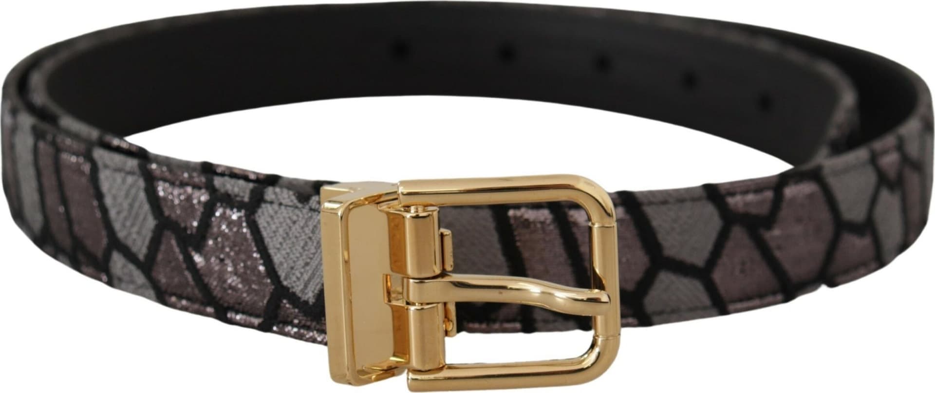 Dolce & Gabbana Multicolor Patchwork Leather Gold Jaquard Belt - 3