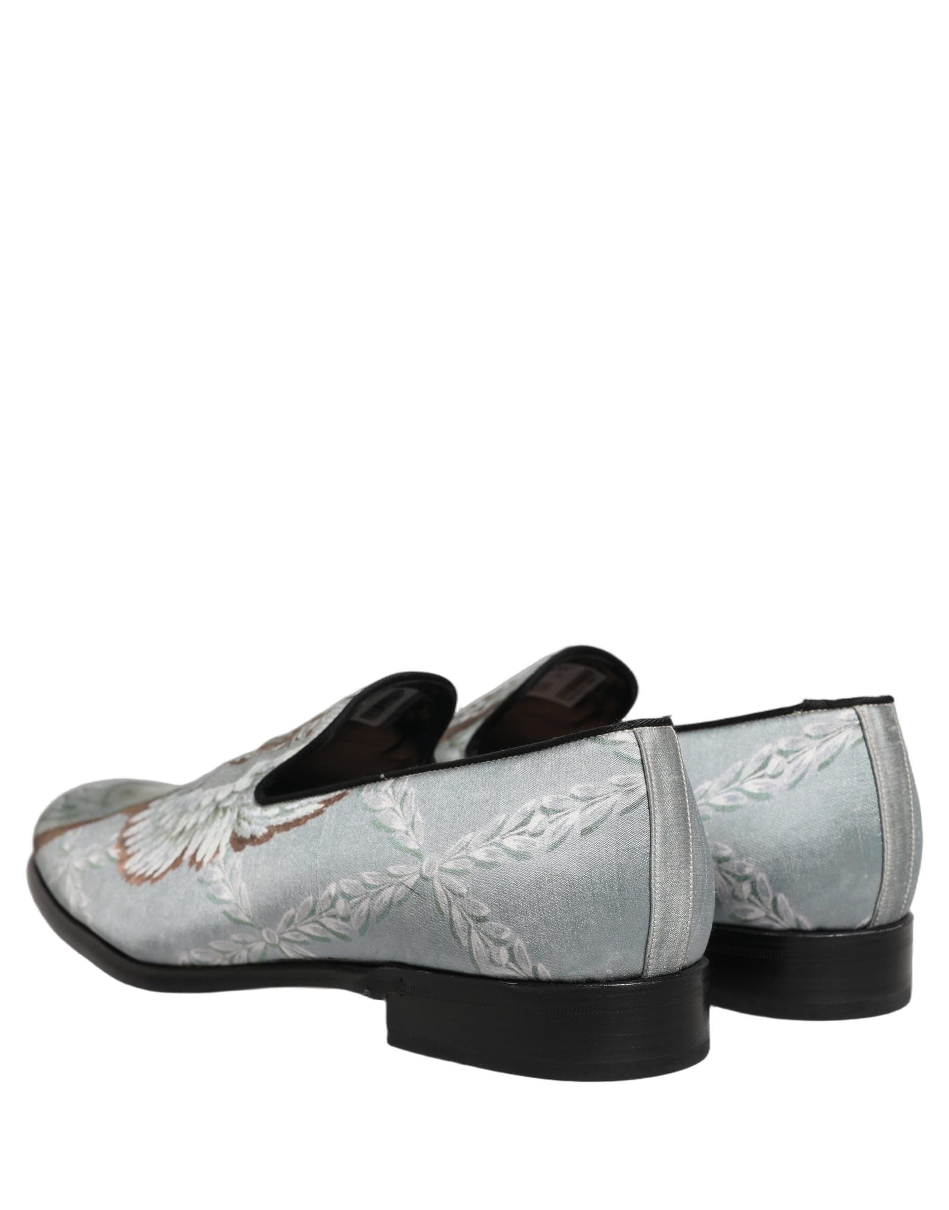 Dolce & Gabbana Gray Baroque Angel Velvet Men Loafers Shoes - 5